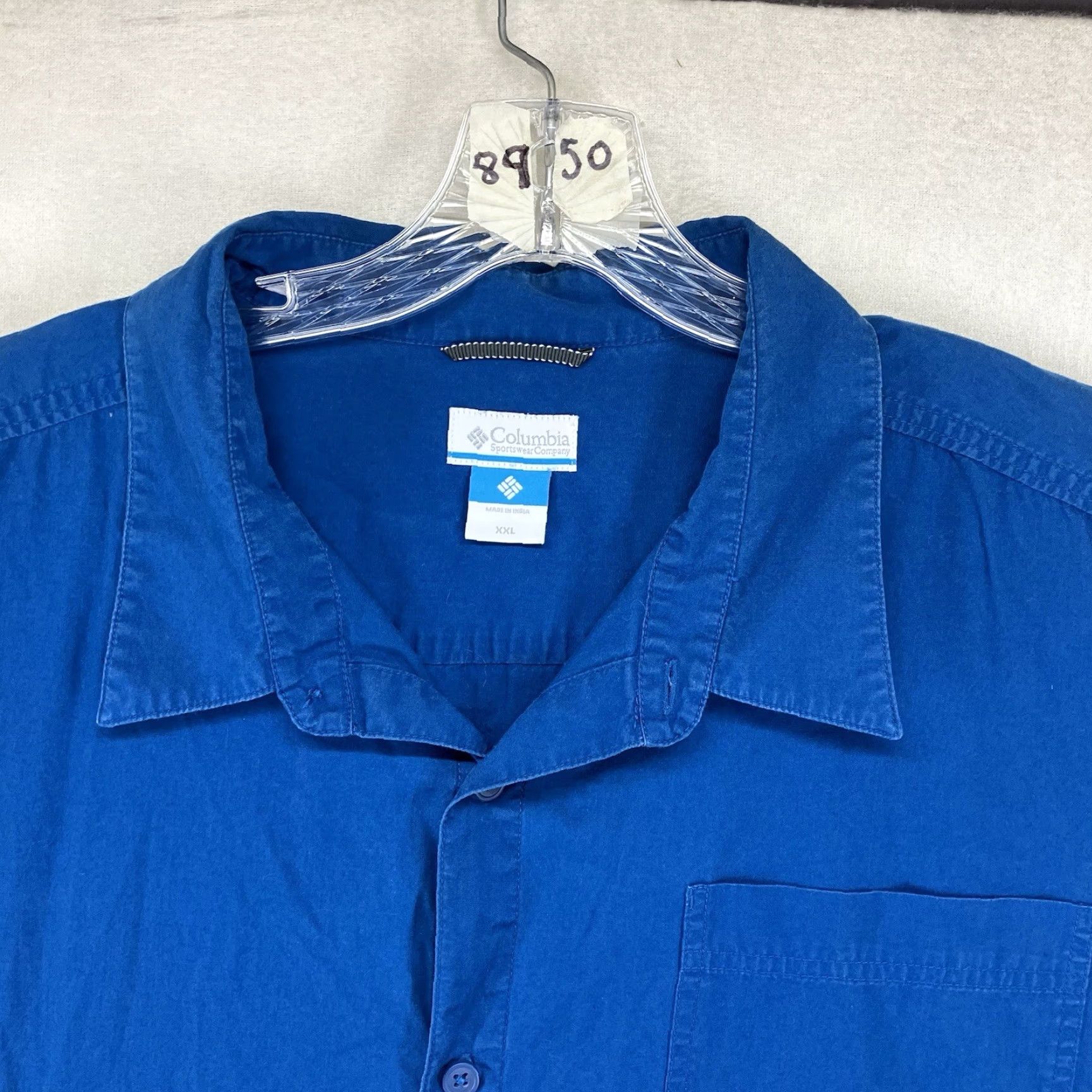 Vintage Columbia Mens 2XL Blue Lightweight Cotton Button-Up Shirt with Pockets - Casual Outdoor Fashion Size US XXL / EU 58 / 5 - 5 Thumbnail