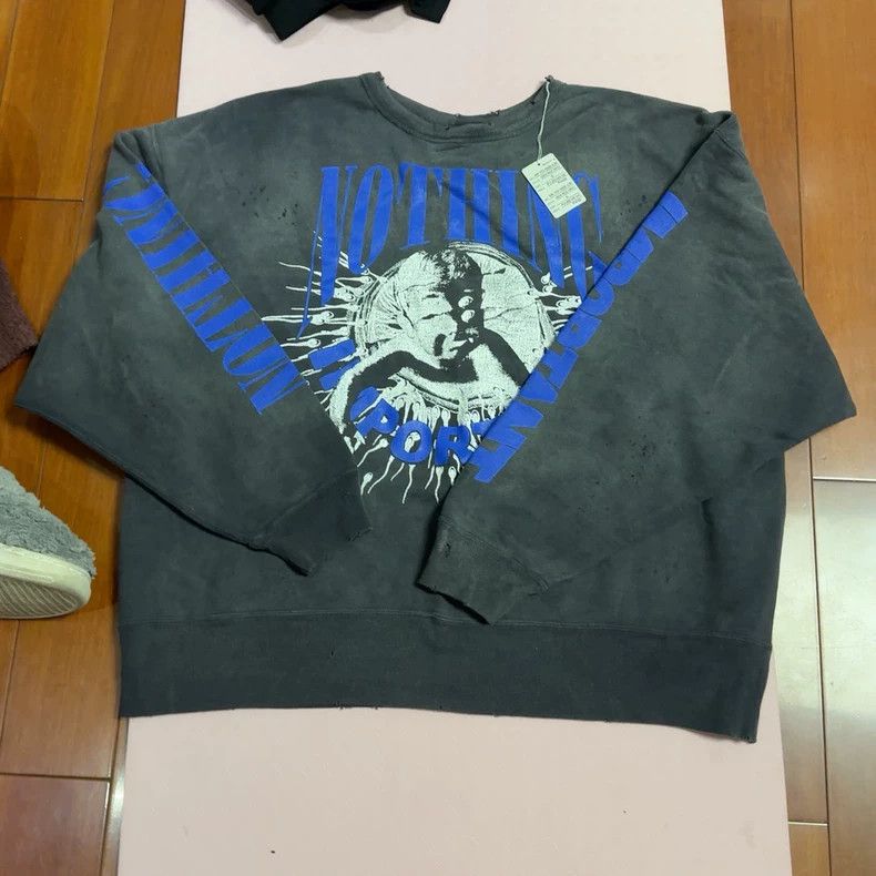 Saint Michael Saint Michael Blue letters make old hoodies Size US XL / EU 56 / 4 - 1 Thumbnail