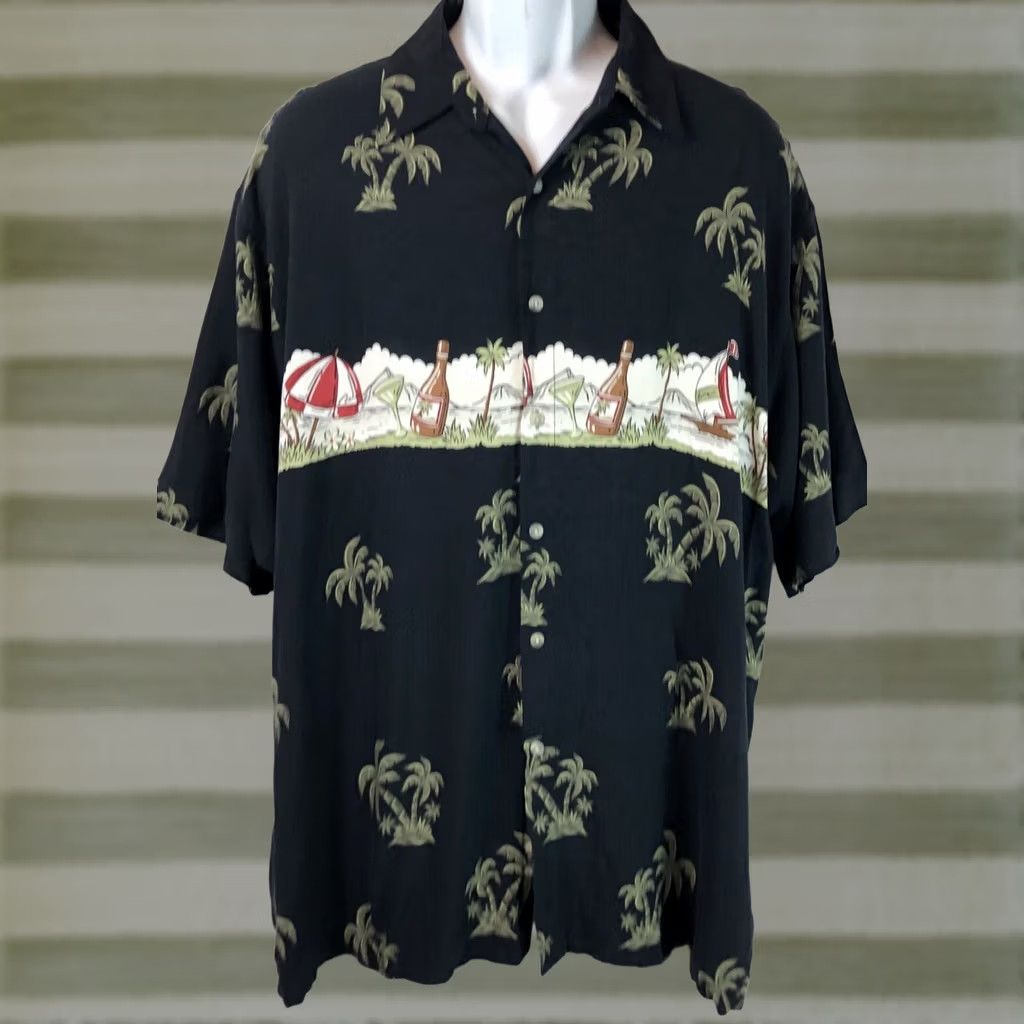 Etro Vintage Hawaiian Shirt XL Black Rayon ButtonUp Retro Party Drink Luau Beach Size US XL / EU 56 / 4 - 1 Thumbnail