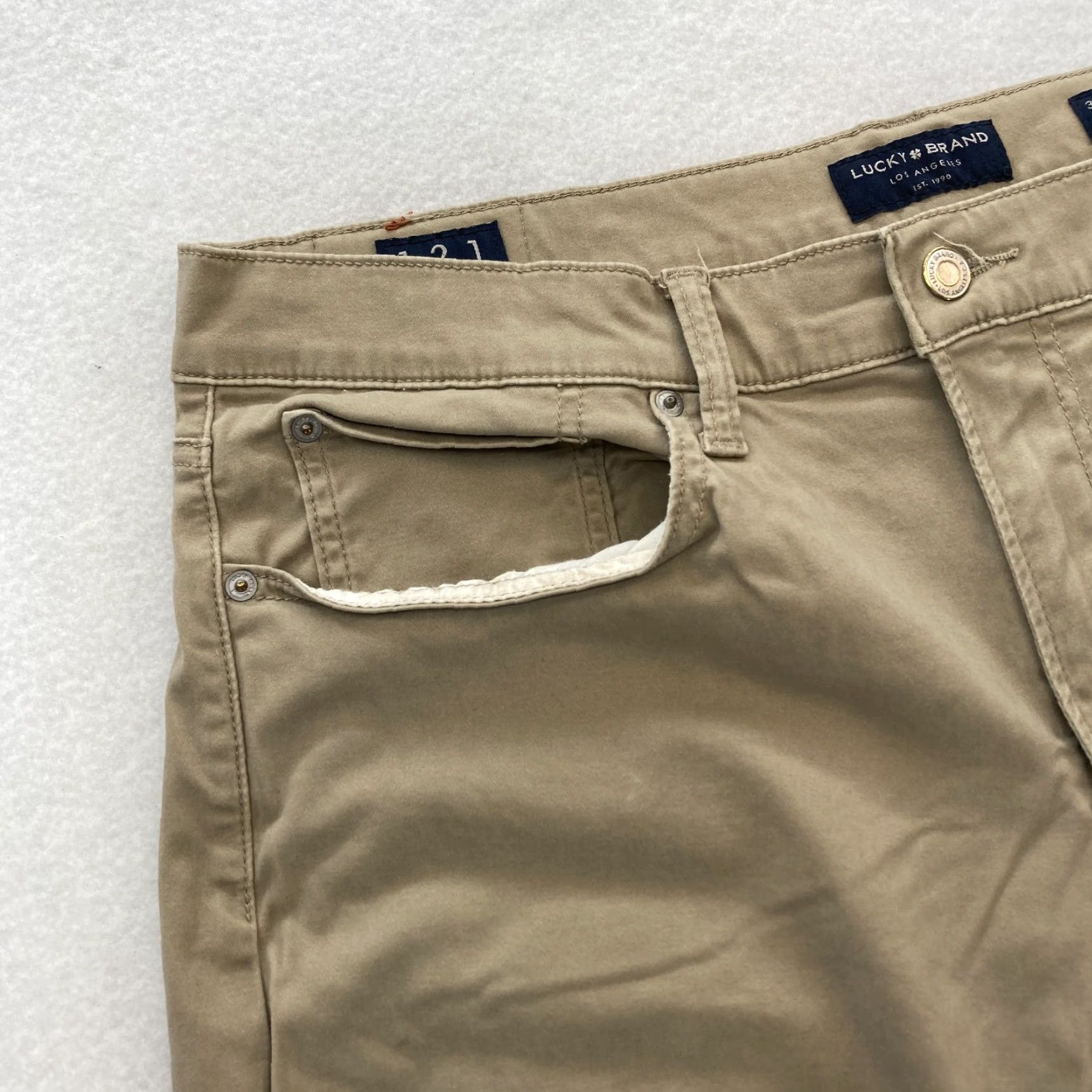 Lucky Brand Lucky Brand 121 Slim Pants Mens 36x27 Brown Stretch Fabric Chino Straight Leg Size US 36 / EU 52 - 3 Thumbnail