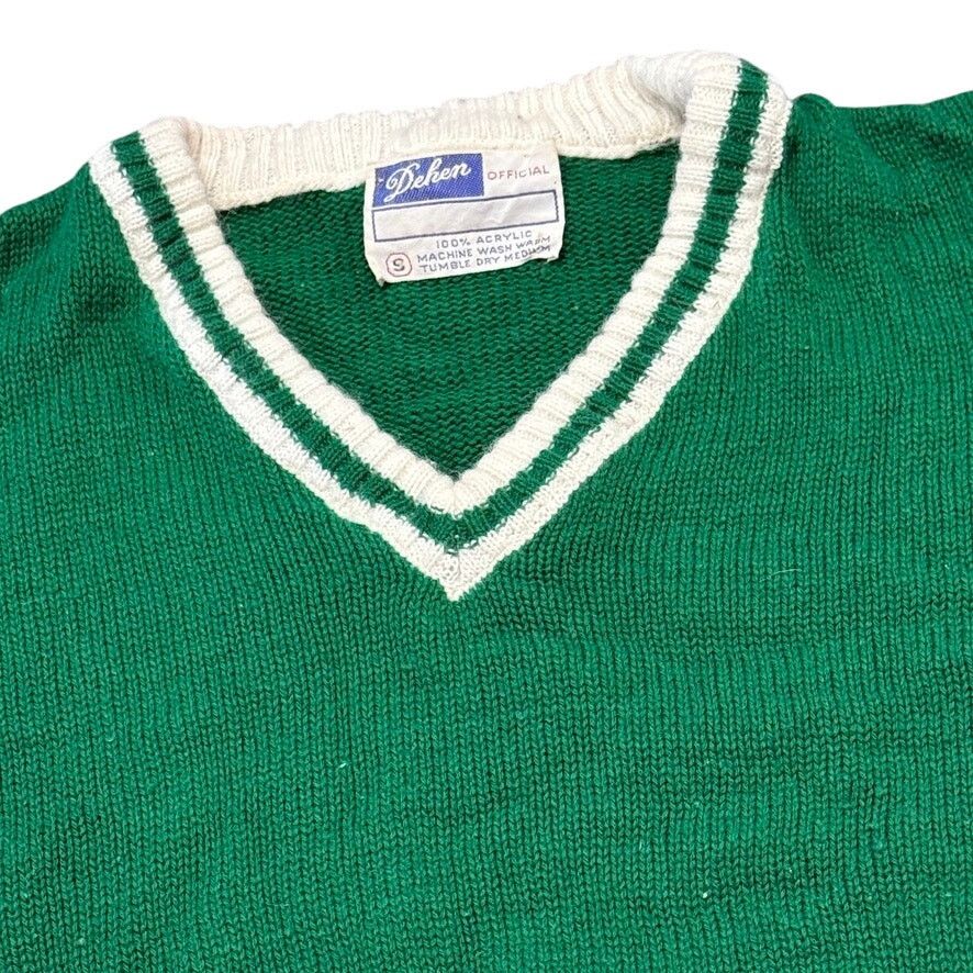 Vintage VTG DehencKnit Varsity Cheerleader Sweater Green Striped S Size S / US 4 / IT 40 - 2 Thumbnail
