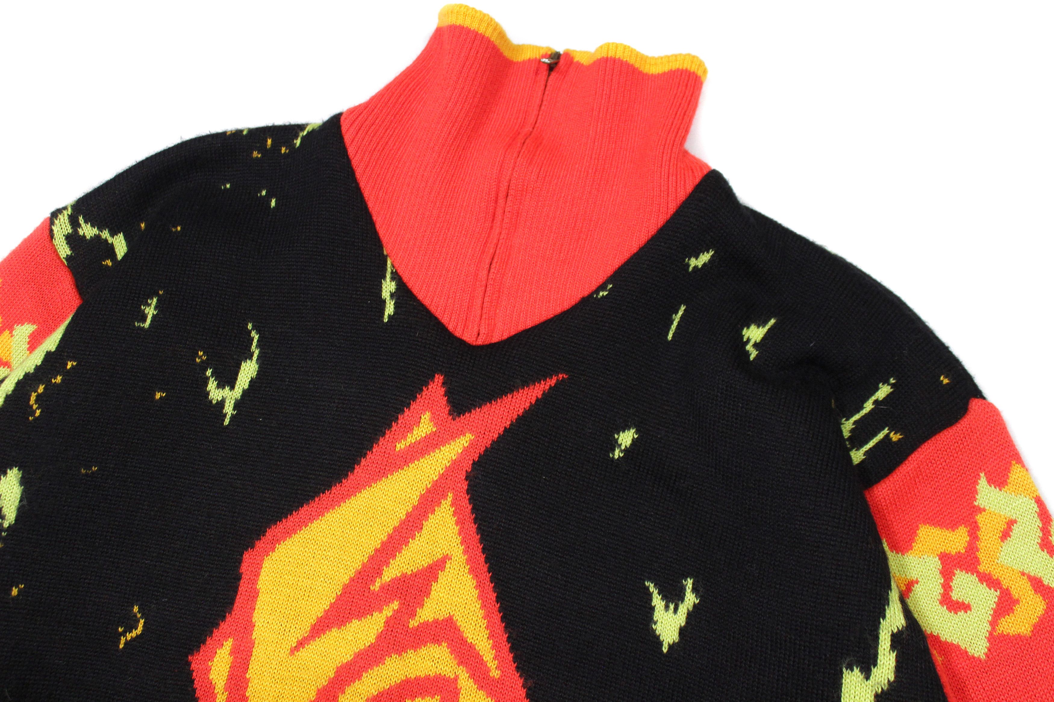 Salomon 80S Acid Big Logo Multicolor Ski Heavy Knit Size US L / EU 52-54 / 3 - 3 Thumbnail