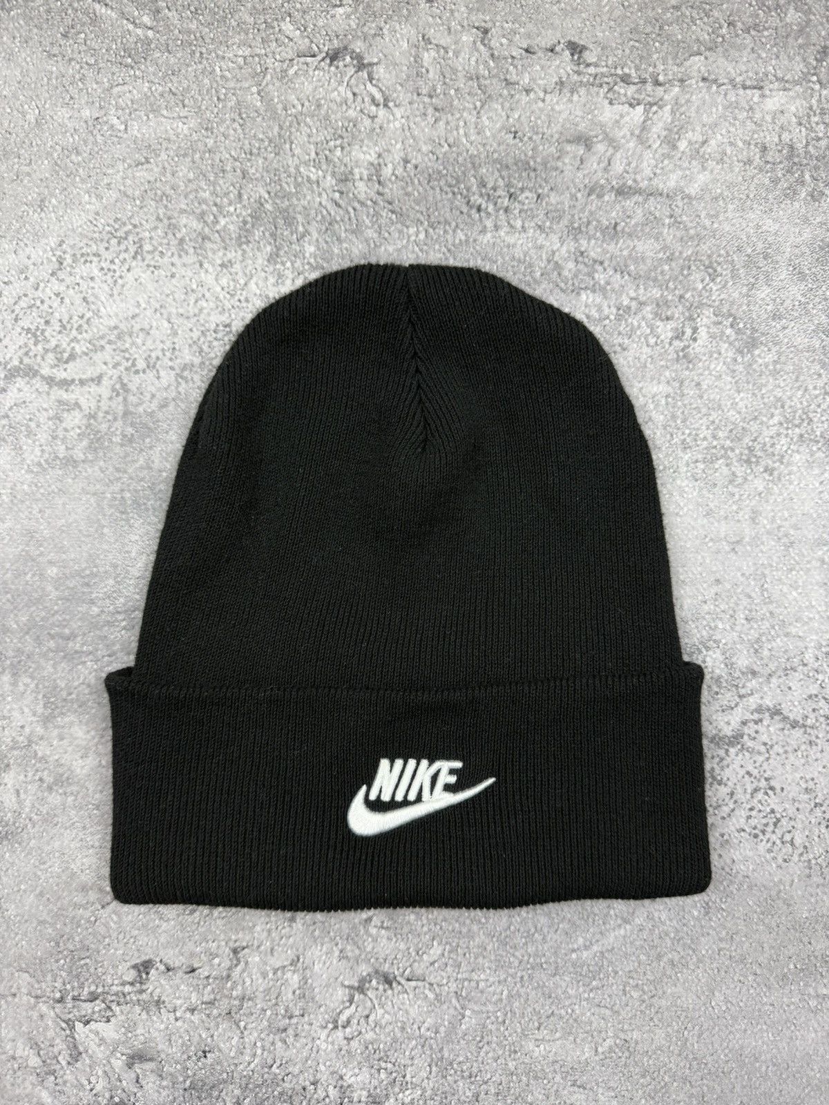 Nike Vintage Nike Beanie Hat Black Swoosh Logo Rare Cap Y2K Drill Size ONE SIZE - 5 Thumbnail