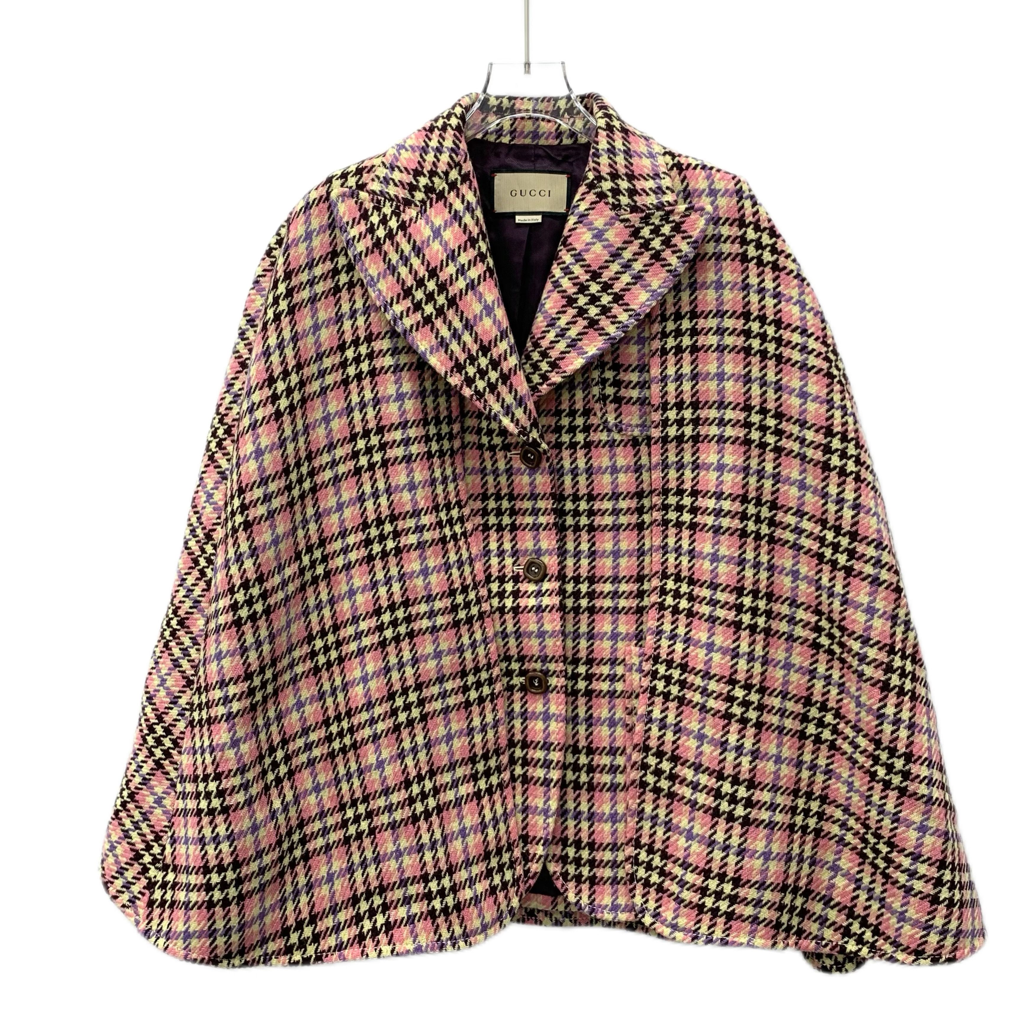 Gucci Brown Striped Collar Buttoned Cape Jacket (Size S)