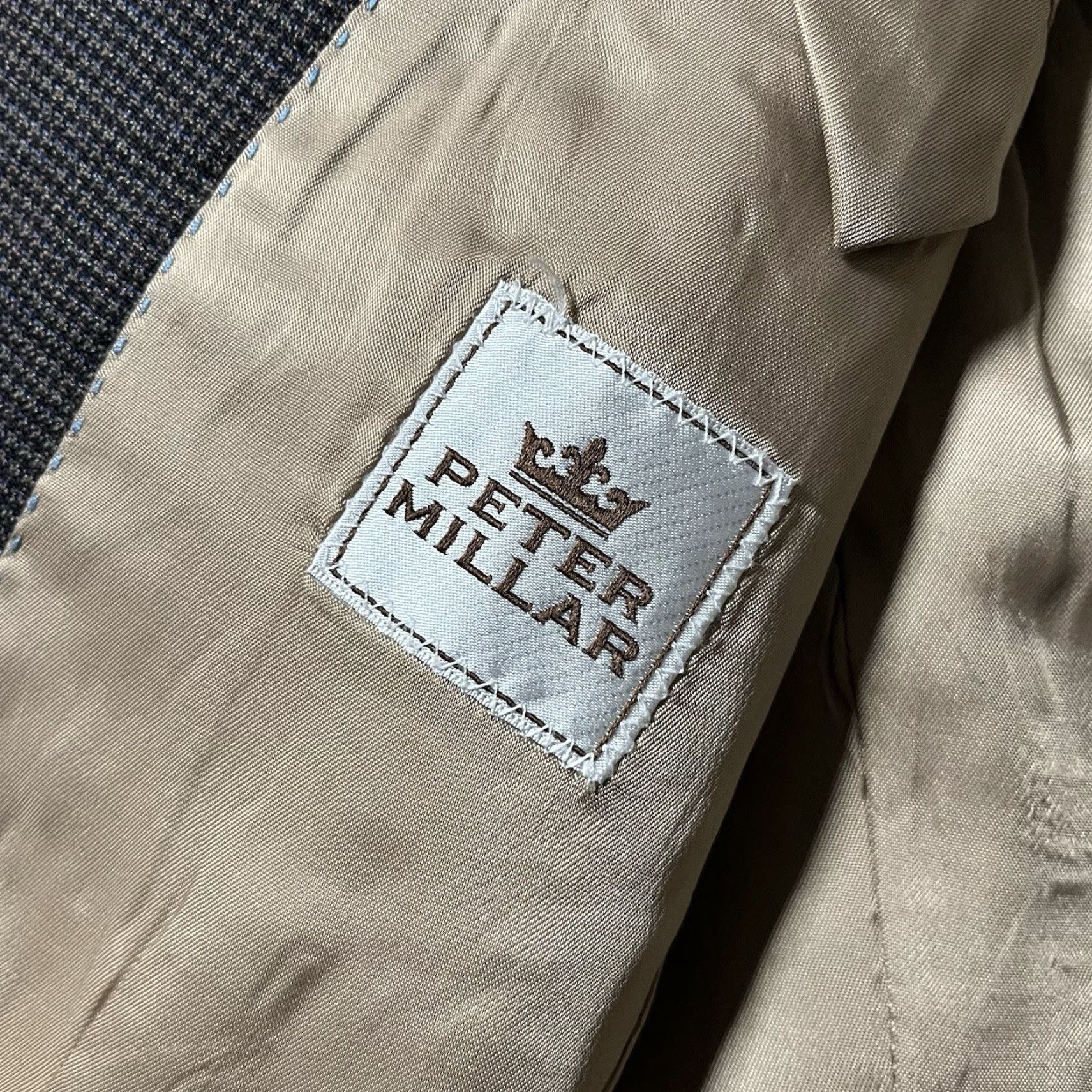 Peter Millar VINTAGE Peter Millar Blazer Men 44 R Brown Wool Houndstooth Union Made USA Button Jacket Size 44R - 4 Thumbnail