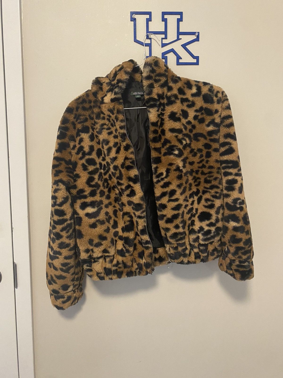 Ohio Faux Fur Leopard Print Jacket Beige