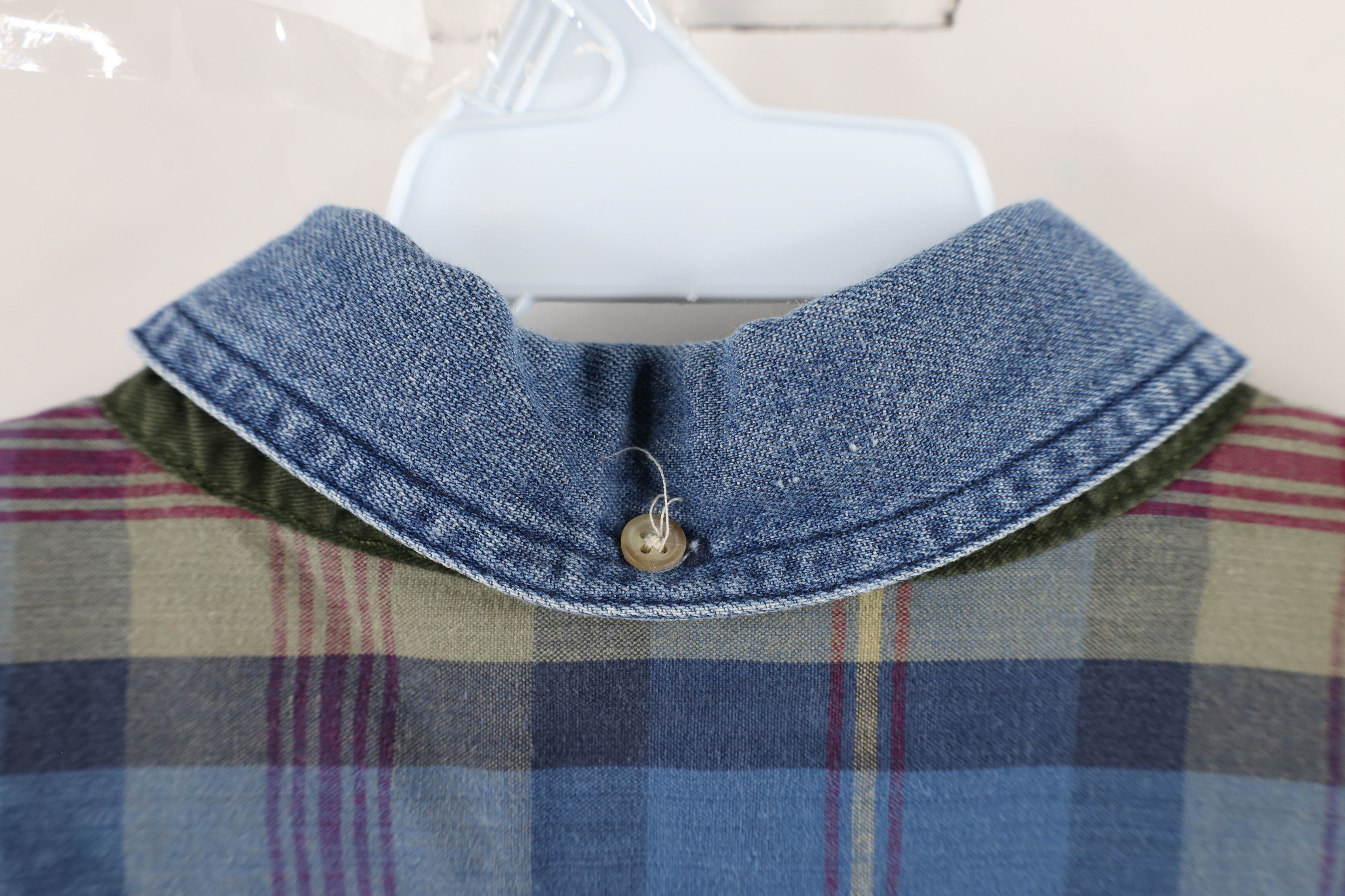 Vintage Vintage 90s Streetwear Denim Collar Button Down Shirt Plaid Size US L / EU 52-54 / 3 - 9 Thumbnail