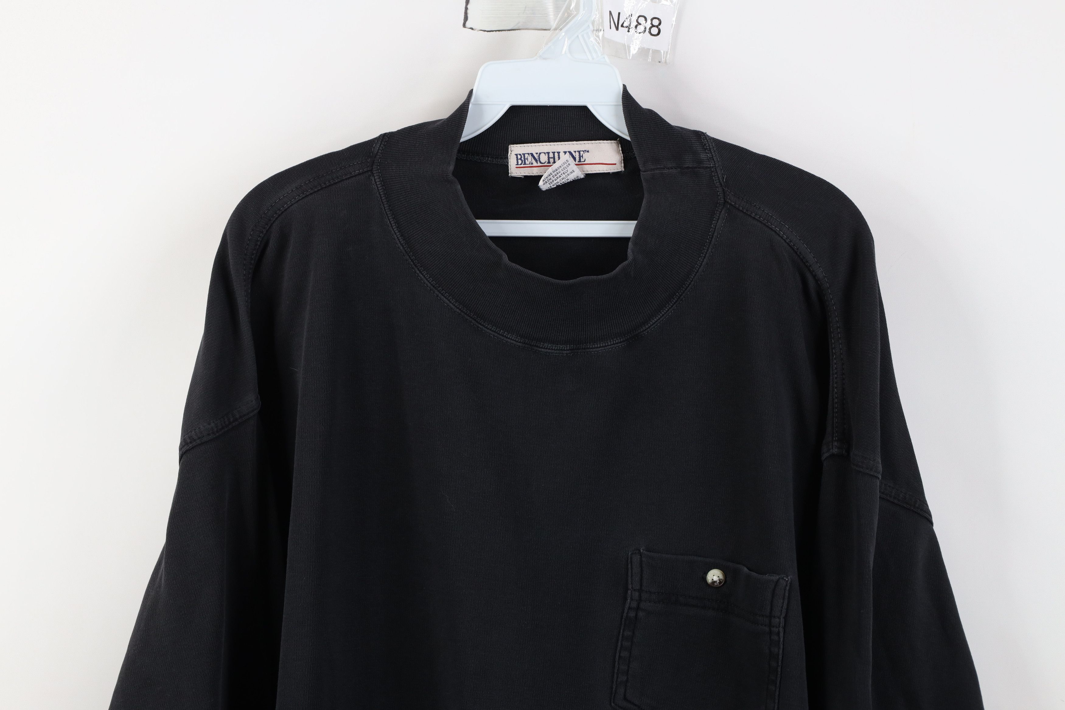 Vintage Vintage 90s Streetwear Cotton Ribbed Knit Mock Neck T-Shirt Size US XL / EU 56 / 4 - 2 Thumbnail