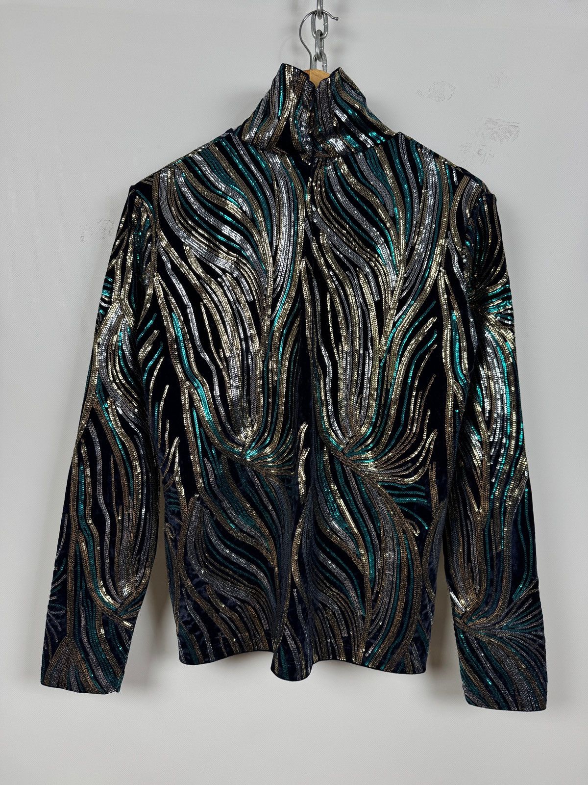 Dries Van Noten Dries Van Noten Sequin Velvet High Neck Top Size M / US 6-8 / IT 42-44 - 2 Thumbnail