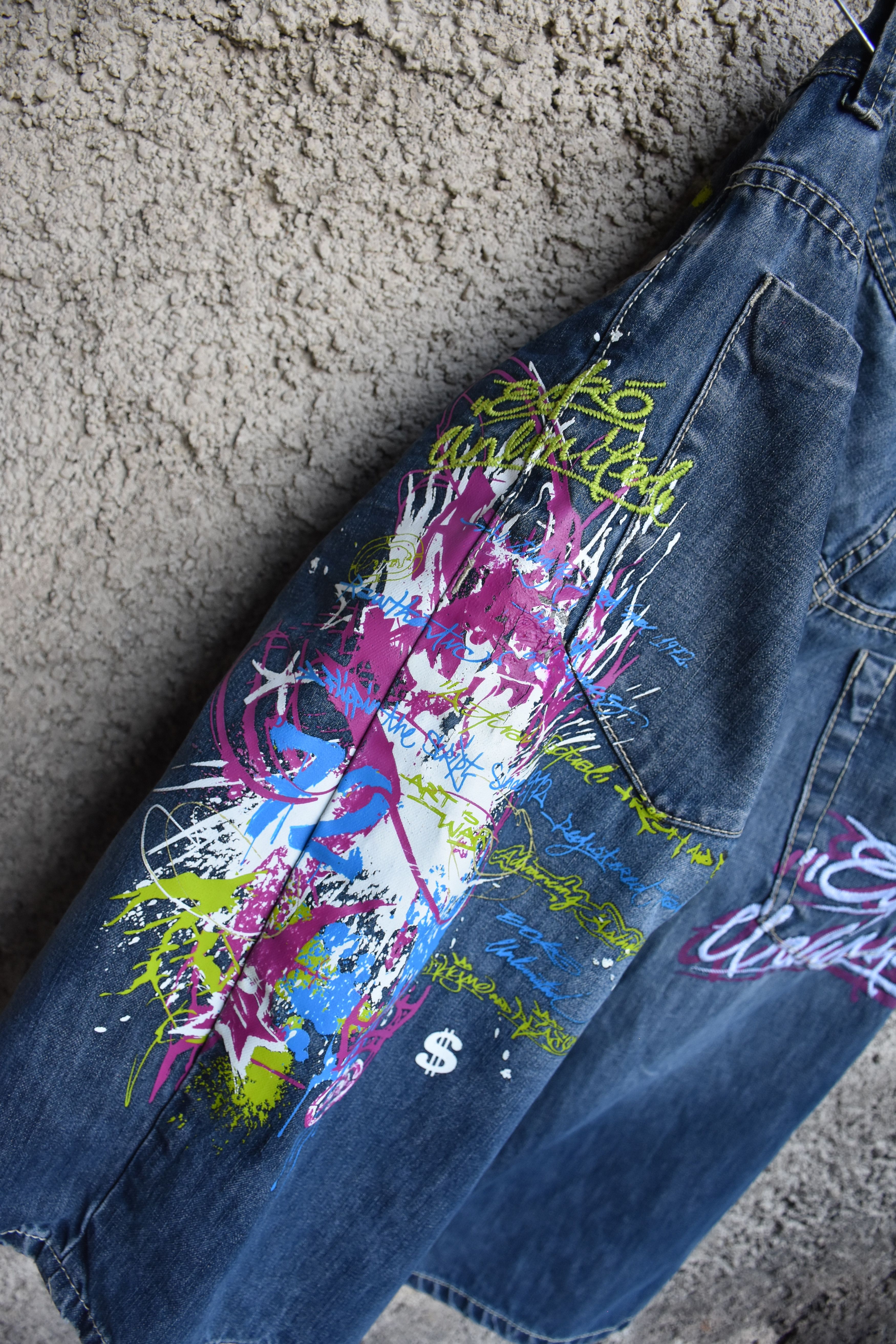 JNCO Vintage Ecko Unltd. shorts baggy pants art graffiti cash 90s Size US 32 / EU 48 - 3 Thumbnail