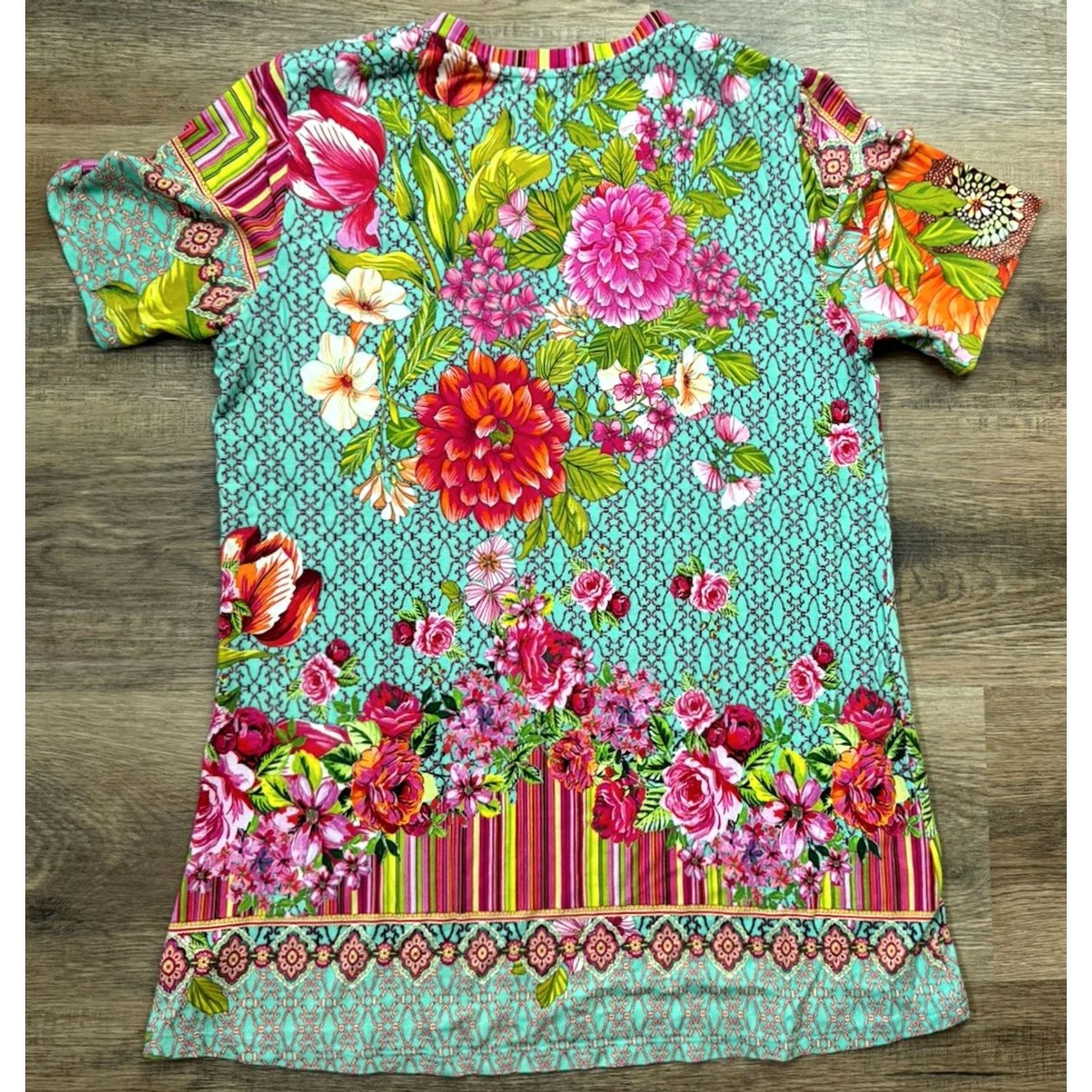 Johnny Was Johnny Was Janie Favorite Top Tee Shirt Women’s XS Bamboo Floral Blouse Multicolor Size XS / US 0-2 / IT 36-38 - 4 Thumbnail