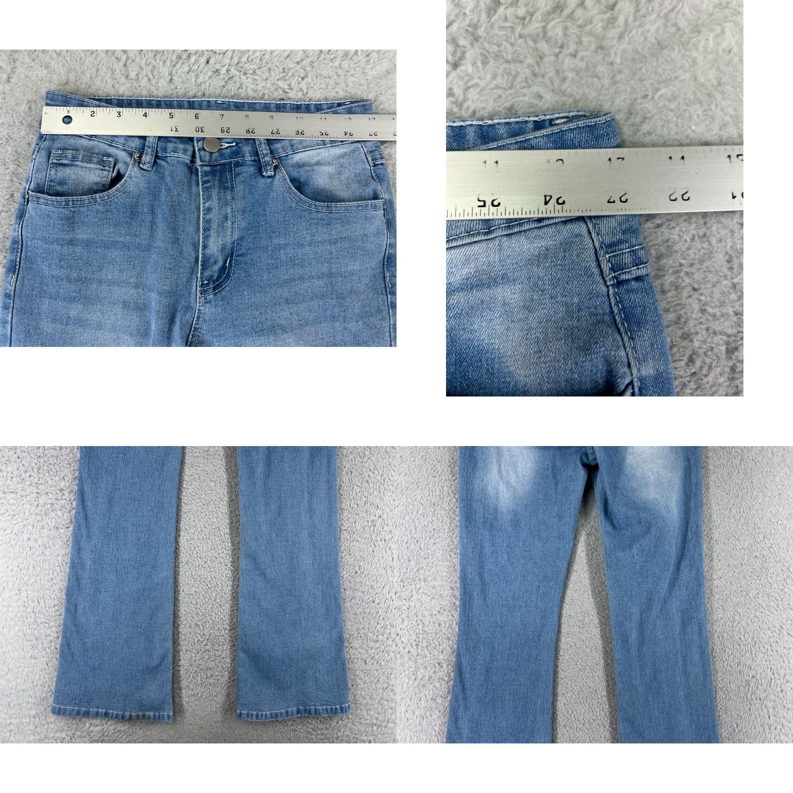 Shein Shein Jeans Womens 4 Blue Denim Flared Mid Rise Cotton Blend Stretch Size 27" / US 4 / IT 40 - 9 Thumbnail