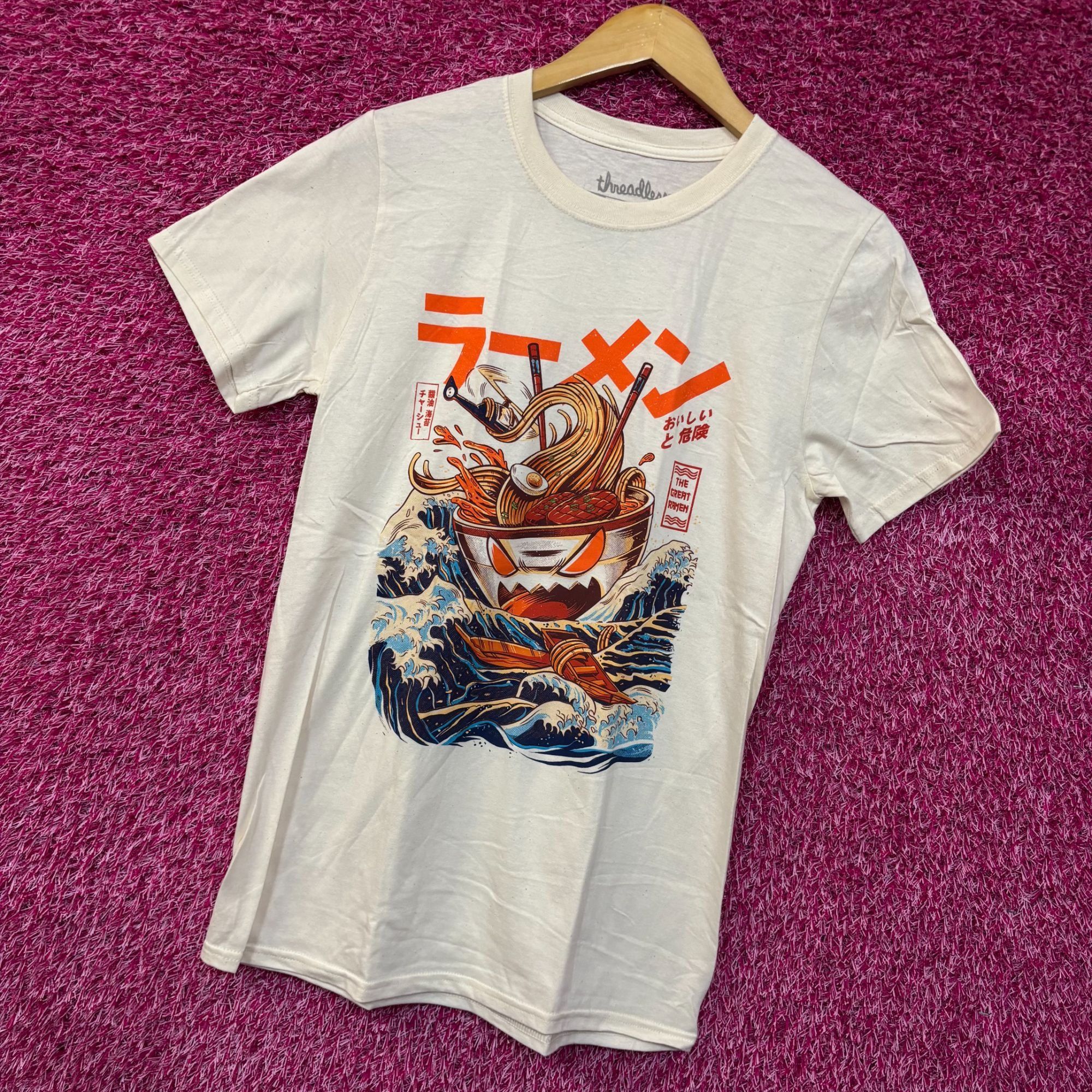 Threadless The Great Ramen Kaiju Monster Beige Tshirt size Small Size US S / EU 44-46 / 1 - 3 Thumbnail