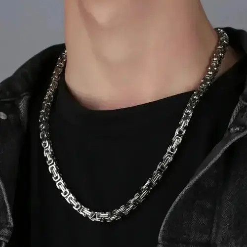 Jewelry Stainless Steel Necklace in Silver, Men's