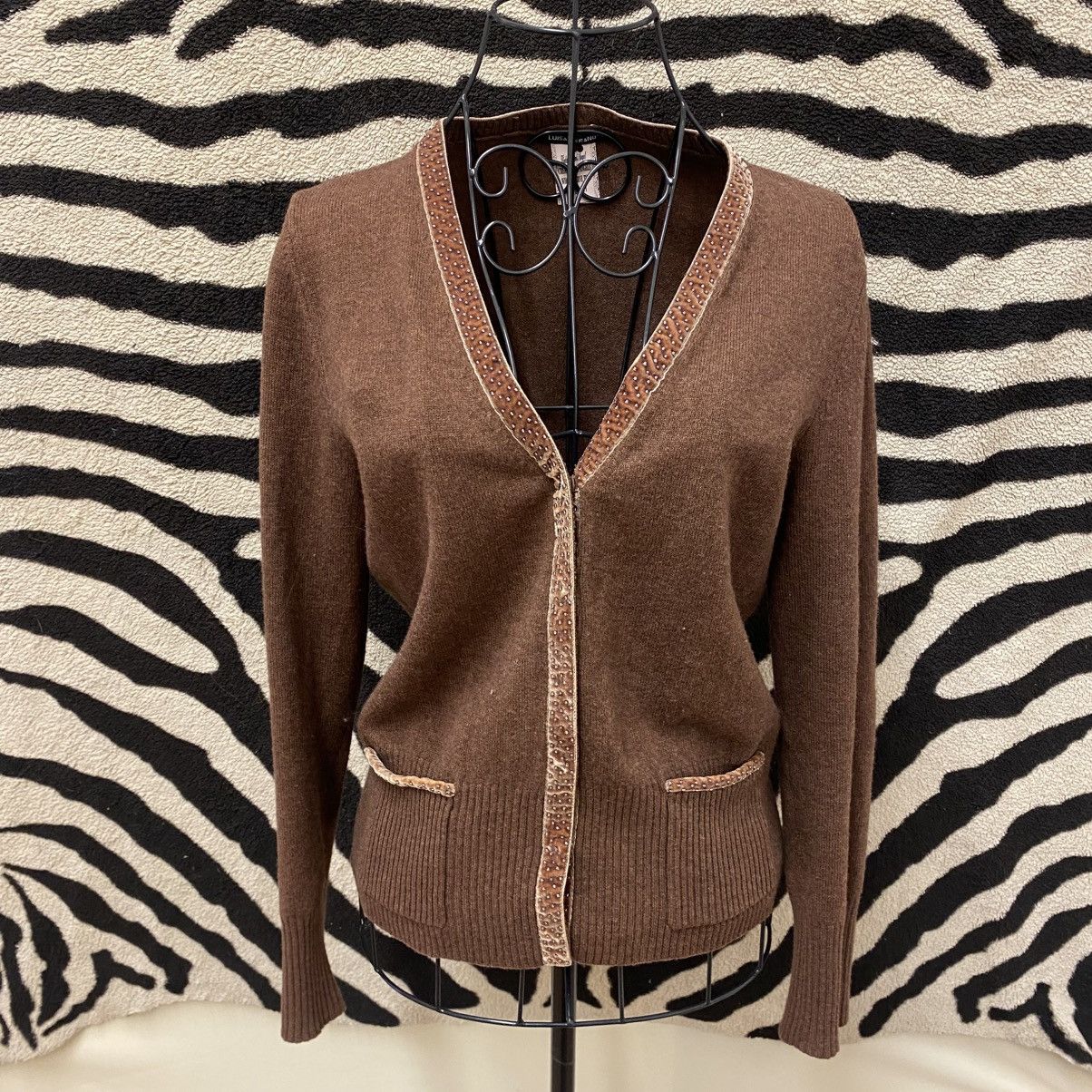 Vintage Dark brown vintage cardigan Size S / US 4 / IT 40 - 2 Thumbnail