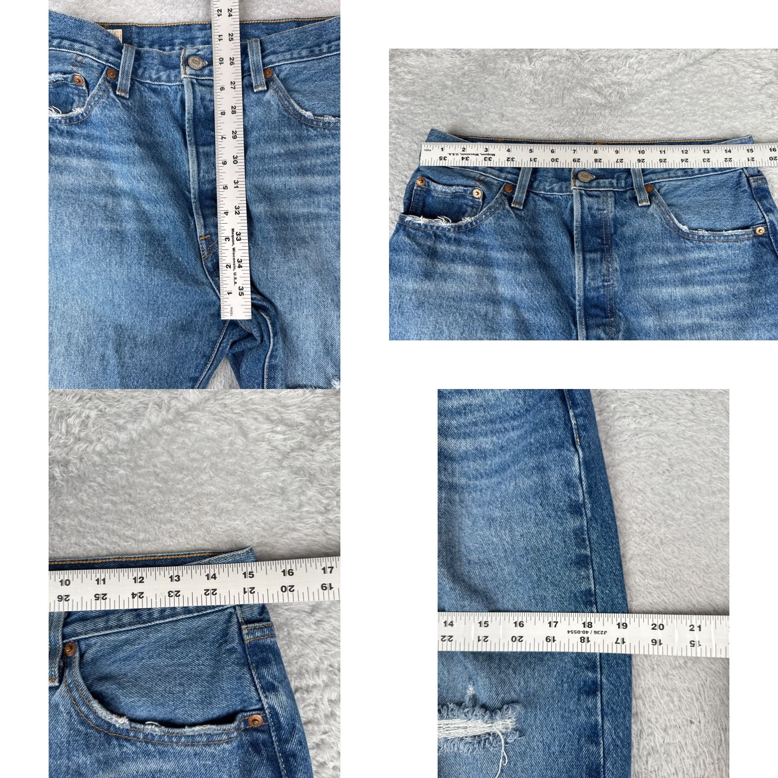 Levi's VINTAGE Levis Jeans 501 Levi'S Denim Blue 29x25 Distressed Button Fly Regular Mens Jeans 501 Series Retro 29 Size US 29 - 9 Thumbnail