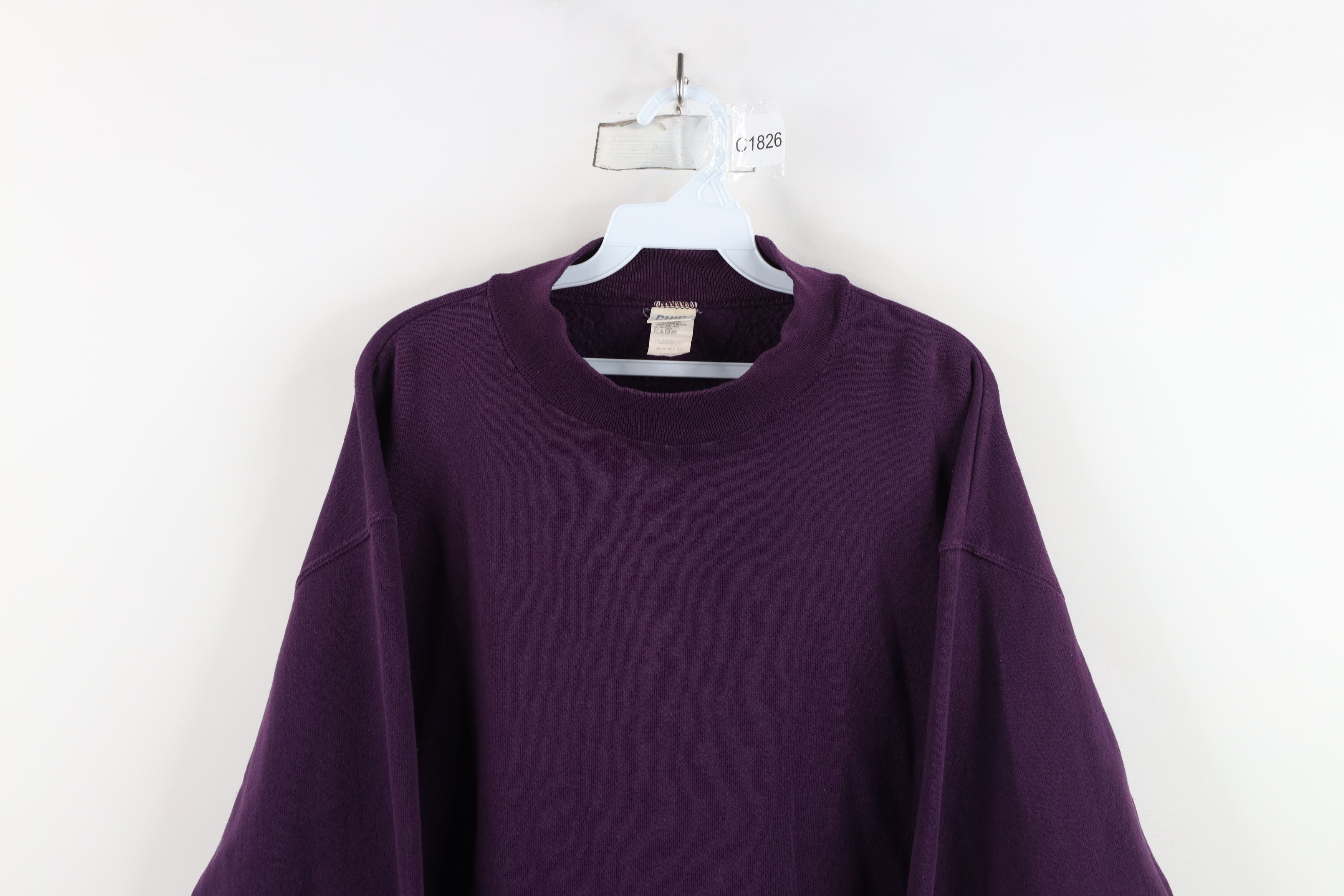 Vintage Vintage 90s Streetwear Blank Mock Neck Sweatshirt Purple USA Size L / US 10 / IT 46 - 2 Thumbnail