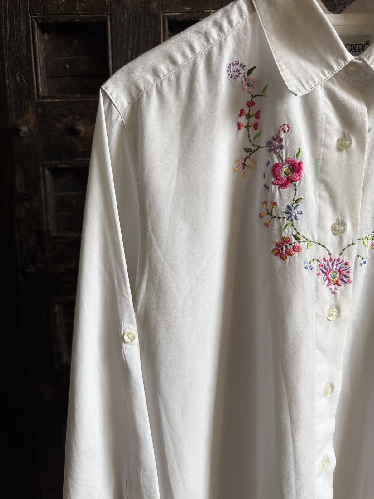 Other Vintage floral embroidered white button up shirt (Large) Size L / US 10 / IT 46 - 3 Thumbnail