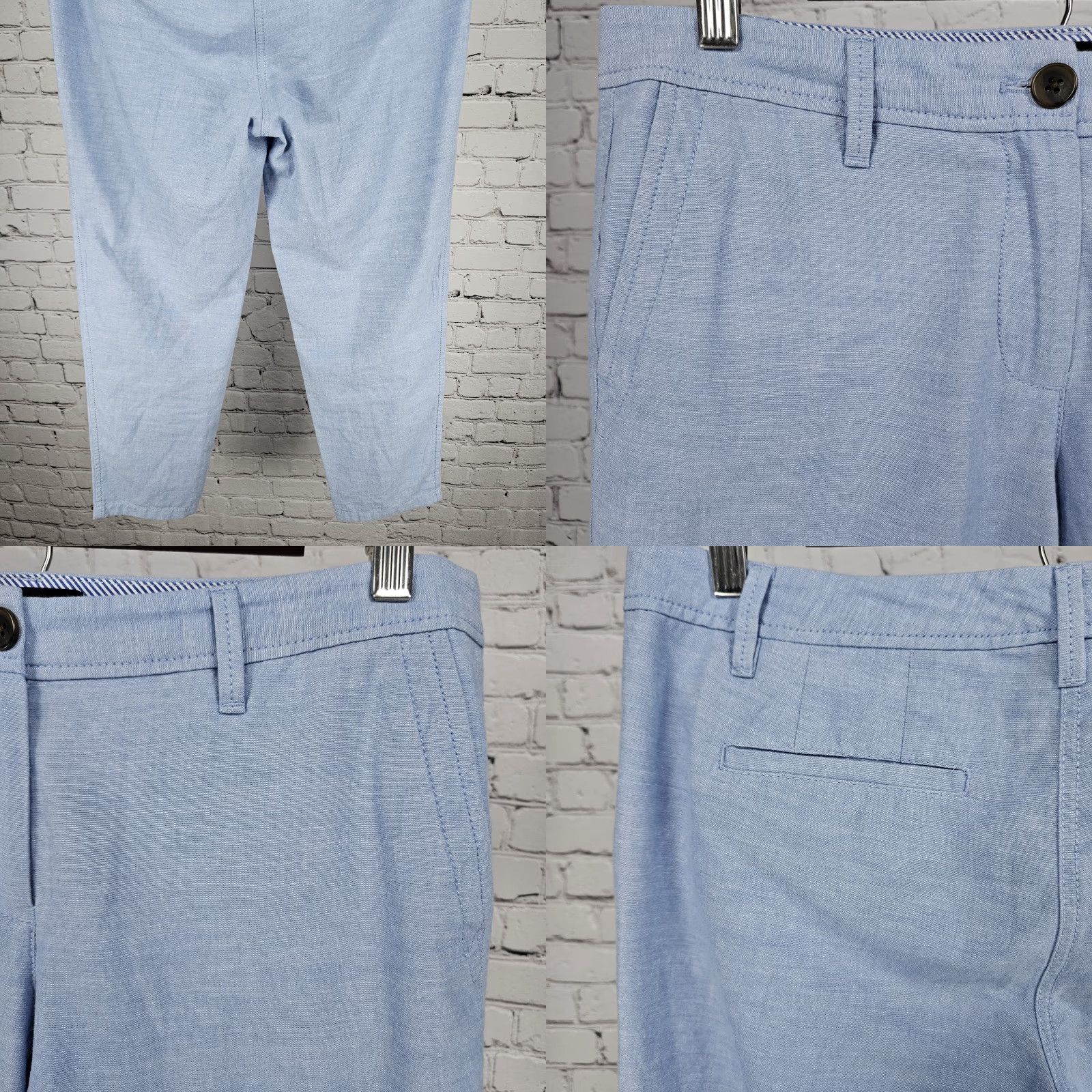 Talbots Talbots Blue Relaxed Chambray 100% Cotton Pants 4P Petite Women Chino Flat Front Mid Rise Tapered Size 27" / US 4 / IT 40 - 8 Thumbnail