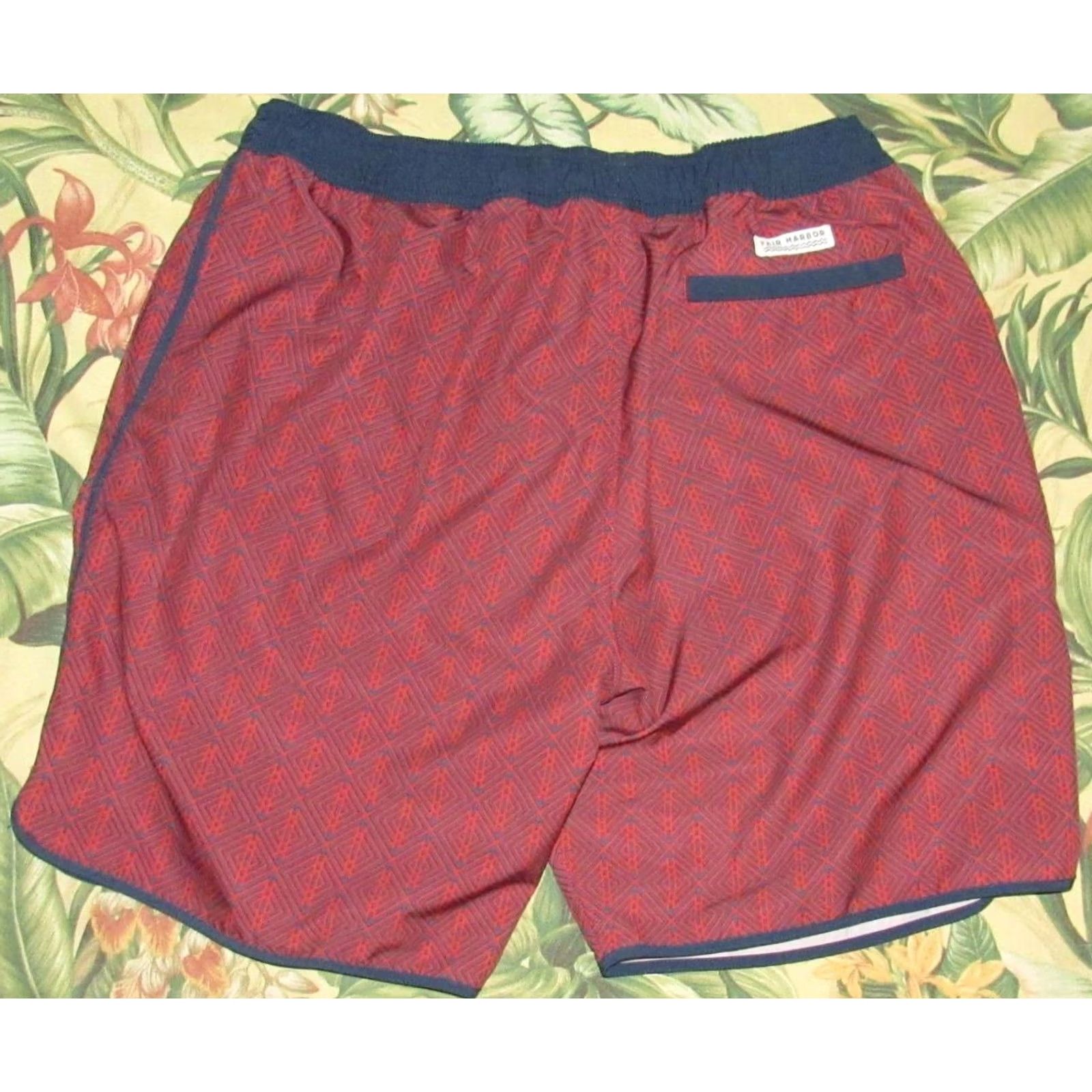 Vintage FAIR HARBOR Red Printed Lined 8" Swim Trunks Shorts XXL Men Tailored Bottom XS-XXL Size US 39 - 3 Thumbnail