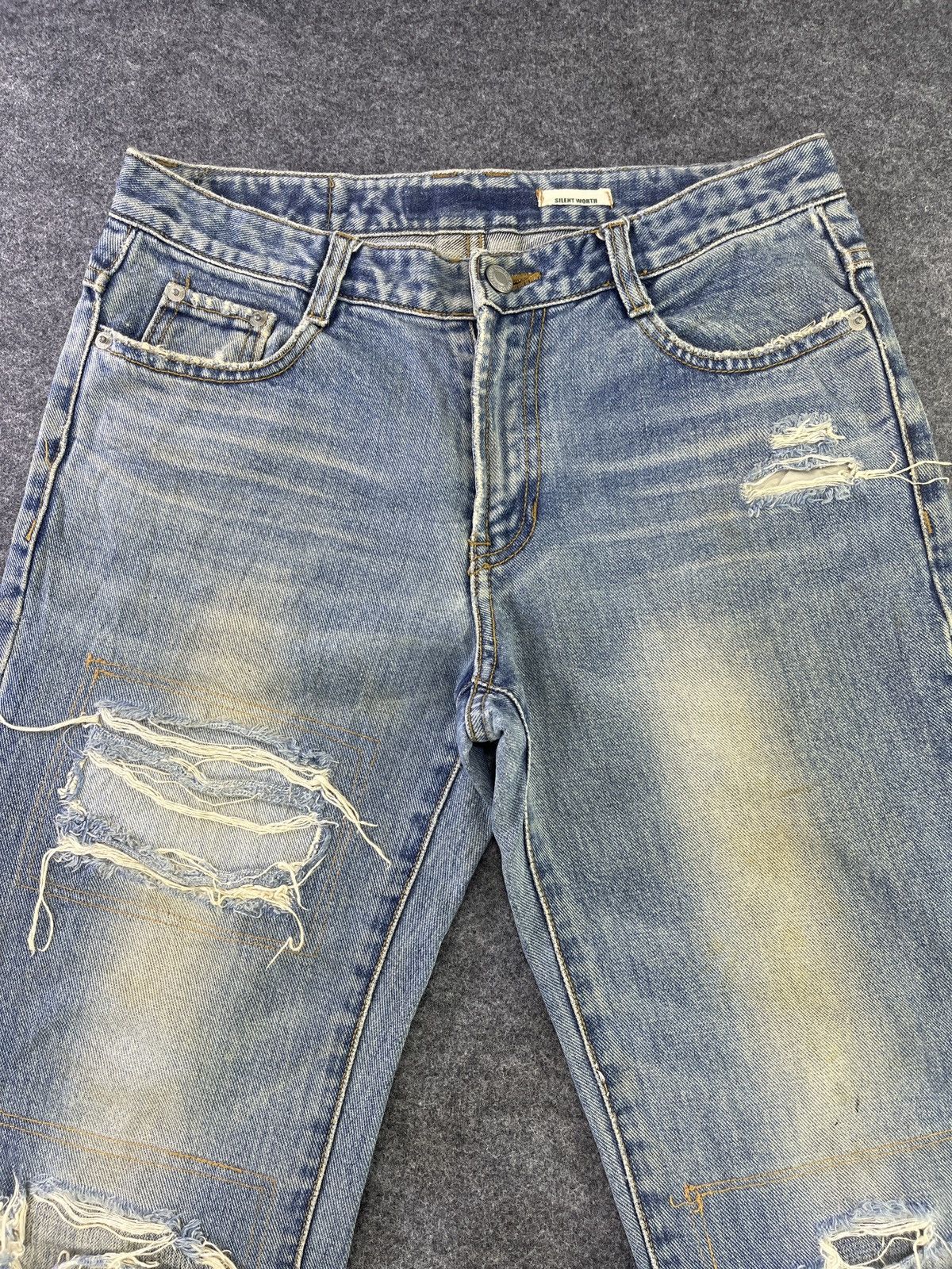 Japanese Brand Hard Edge Patchwork Jeans - J965 Size 30" / US 8 / IT 44 - 3 Thumbnail