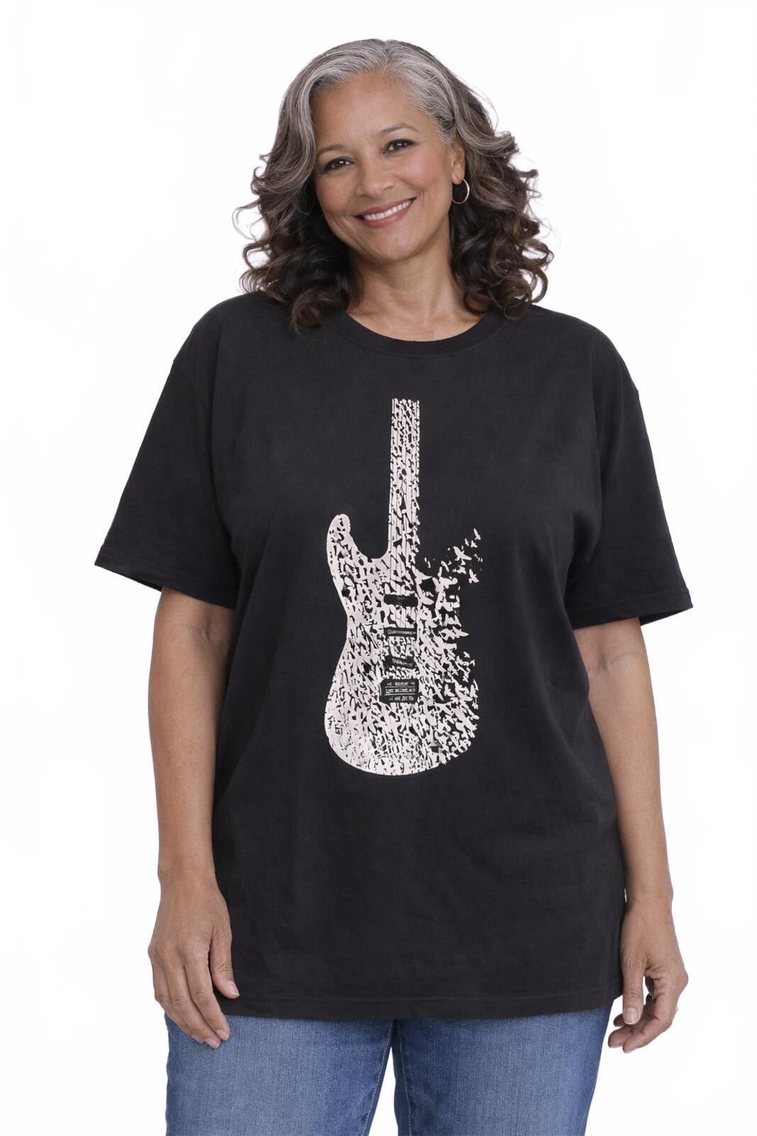 Gildan Bible Verse Religious Black Guitar Graphic T-Shirt Gildan 2X Size XXL / US 16-18 / IT 52-54 - 1 Thumbnail