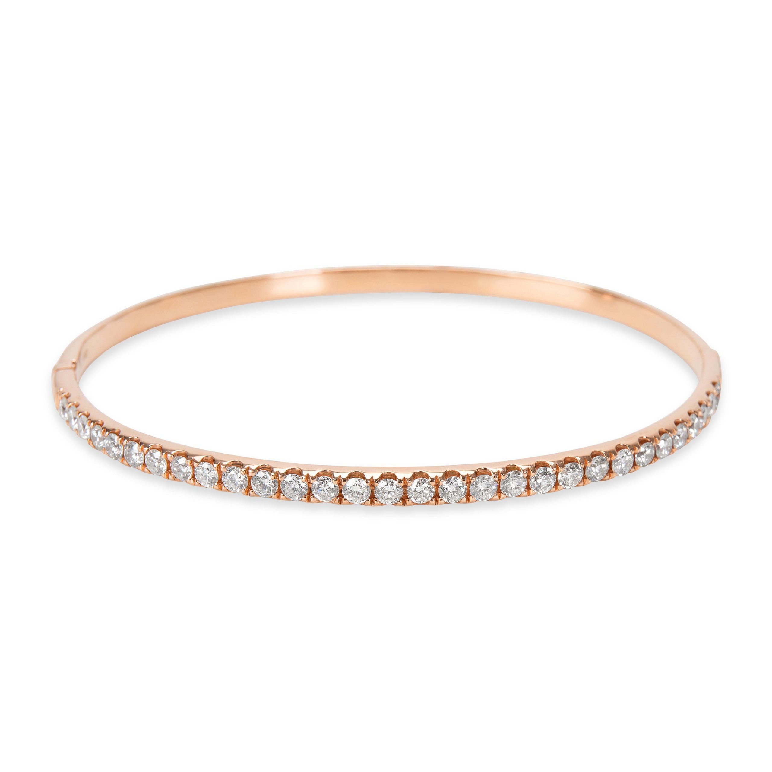 Diamond Bangle Bracelet in 18K Rose Gold (1.57 CTW)