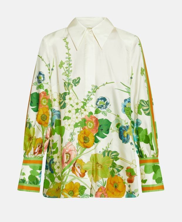 Silk Blouse in Beige, Women's (Size Xs)