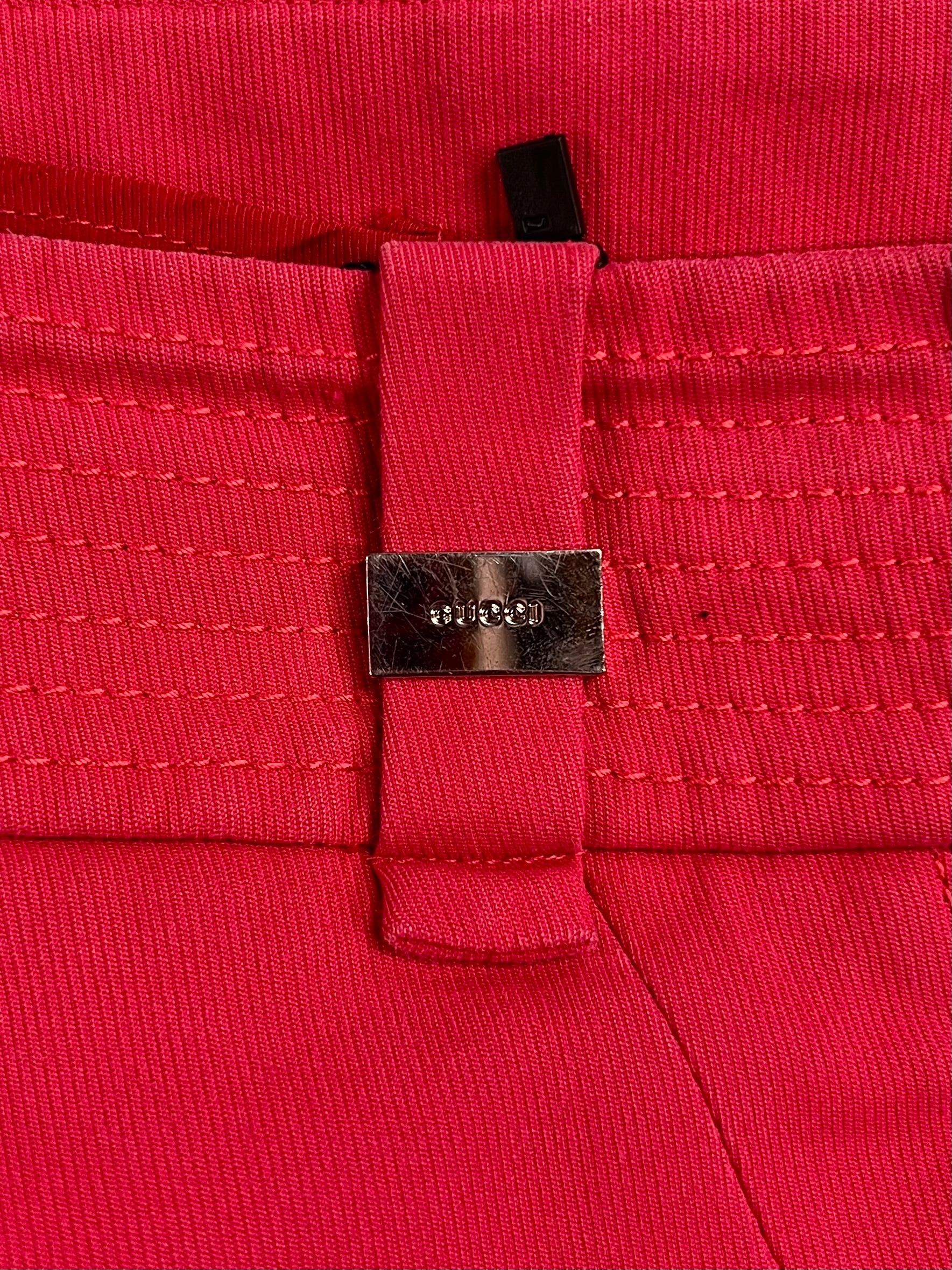 Gucci Late 2000s Gucci Red Denim Mini Shorts Size 28" / US 6 / IT 42 - 2 Thumbnail