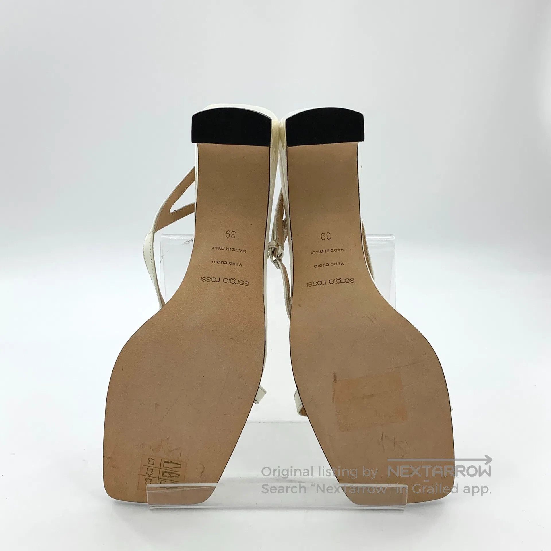 Sergio Rossi Sergio Rossi White Square Toe Studded One-Strap Block Heel Size US 8.5 / IT 38.5 - 5 Thumbnail