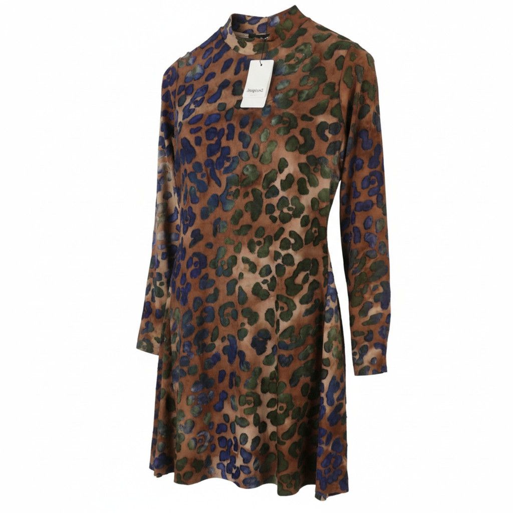 Desigual VEST FELINA XL Brown Animal Print Dress 89017 Size XL / US 12-14 / IT 48-50 - 2 Thumbnail
