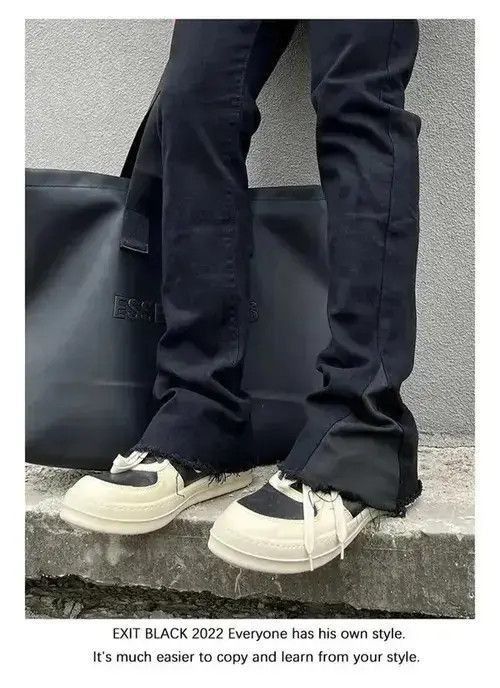 Japanese Brand Y2K Black Flared Baggy Leg Jeans Size US 32 / EU 48 - 3 Thumbnail