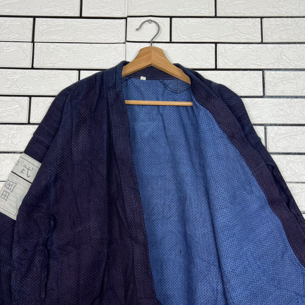 Vintage Bushu Navy Blue Indigo Shashiko Thick Weave Kimono 4133-C188 Size US L / EU 52-54 / 3 - 12 Thumbnail