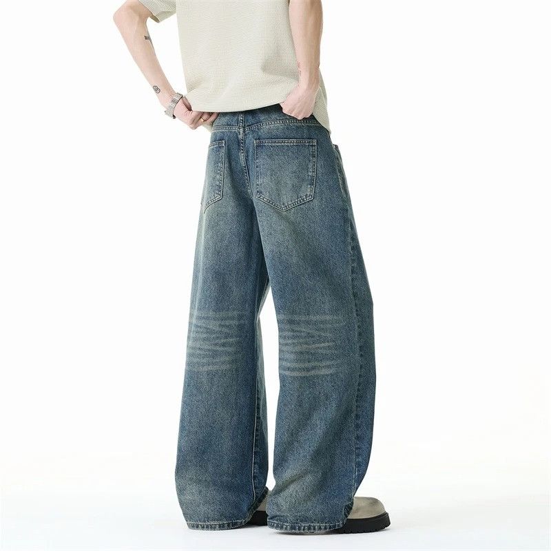 Japanese Brand Clean fit Distressed Straight Wide Leg Jeans Size US 33 - 3 Thumbnail