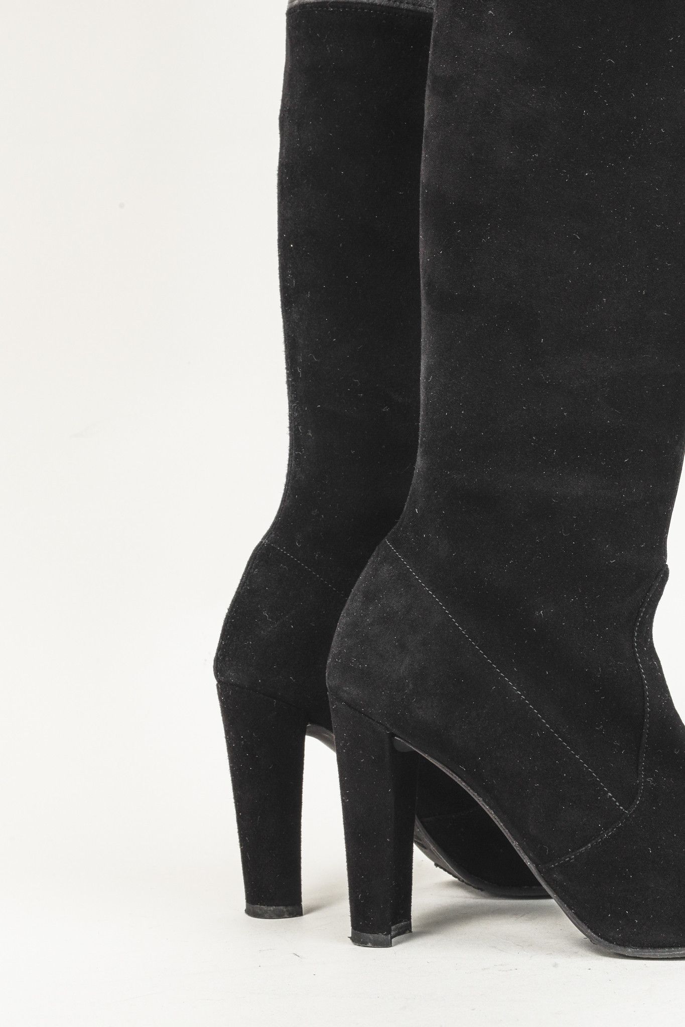 Stuart Weitzman Stuart Weitzman Black Greys Block Suede Thigh High Boots Size US 6 / IT 36 - 7 Thumbnail