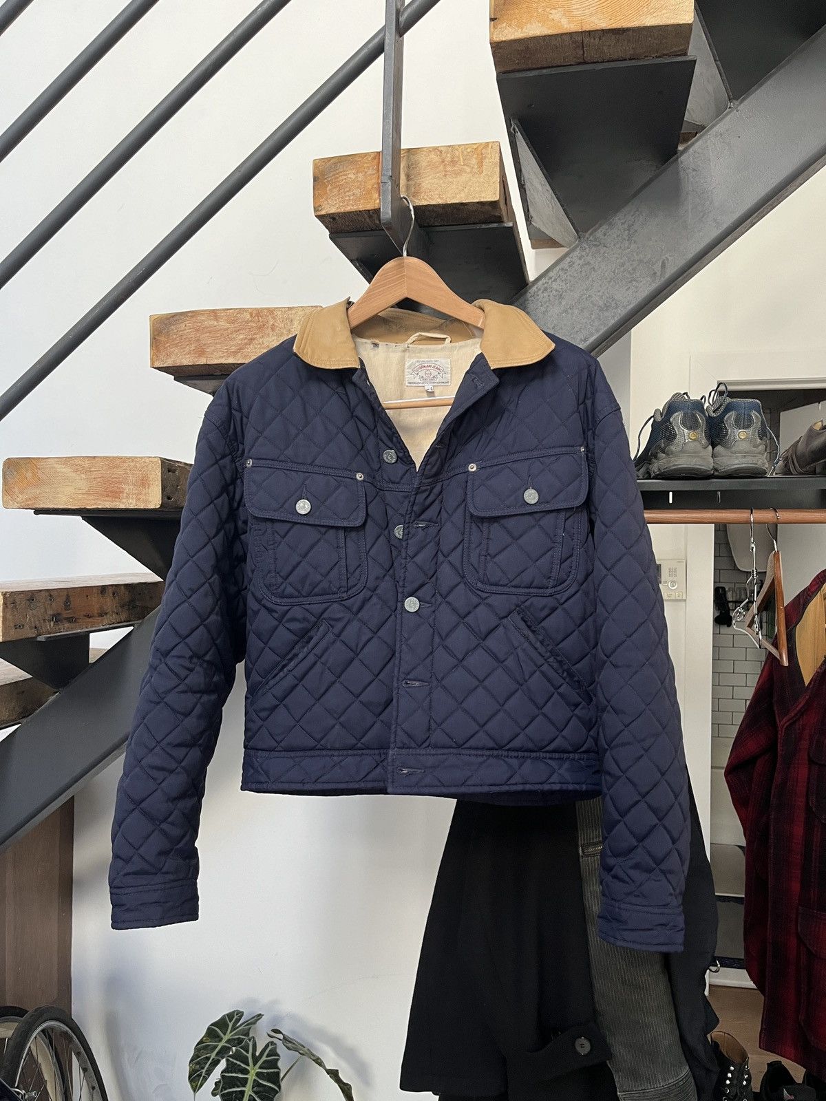 image of 90's Armani Jeans Bomber Jacket in Navy, Men's (Size Medium)