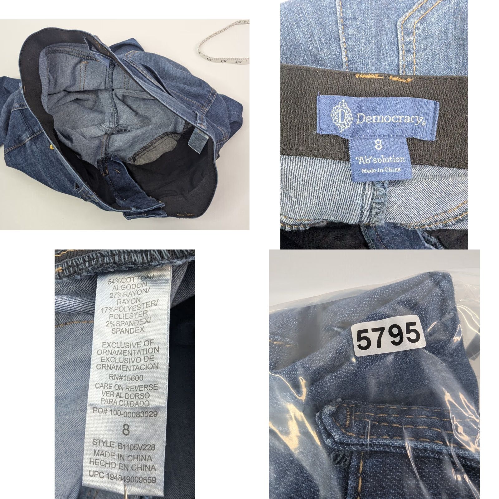 Vintage Democracy Jeans Women's Size 8 Blue Med Wash Stretch Regular 5-Pocket Denim Skinny City College Preppy Size 30" / US 8 / IT 44 - 8 Thumbnail