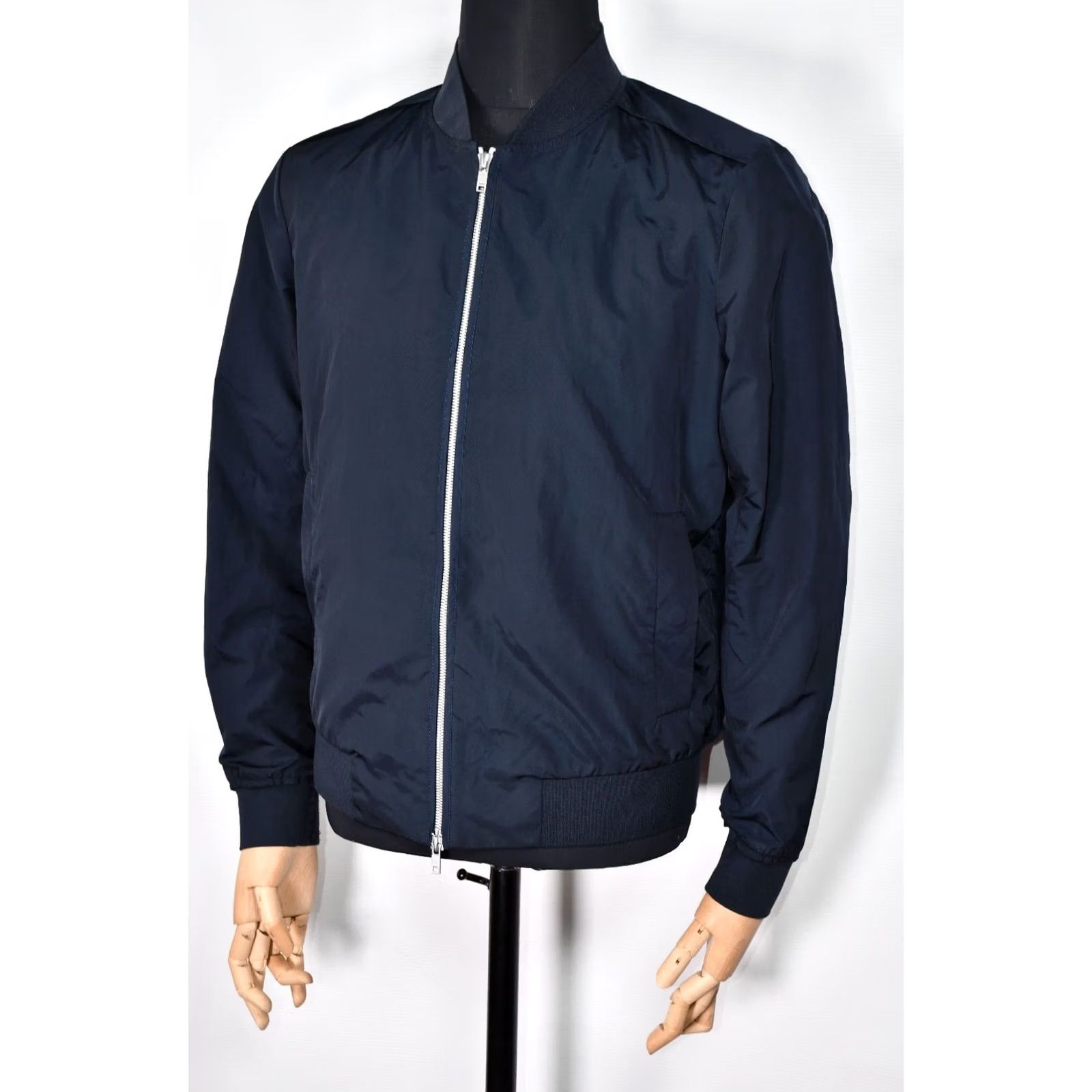 Theory Theory Bomber Jacket Men M Blue Solid Zip 100% Genuine Polyester/Nylon Classic Casual Fall Spring Summer Winter 92% Polyester 8% Nylon Size US M / EU 48-50 / 2 - 5 Thumbnail