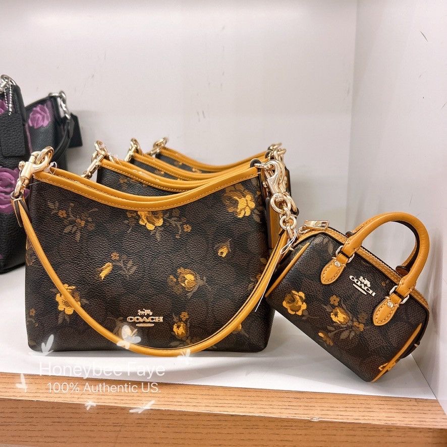 Coach Mini Rowan Bag Charm In Signature Canvas With Floral Size ONE SIZE - 6 Thumbnail