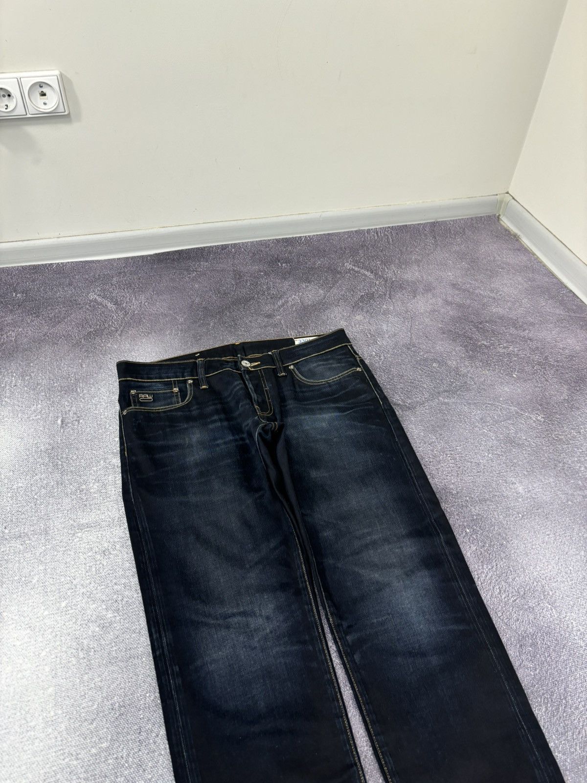 G-Star Vintage G-Star Raw Avant Garde Faded Navy Denim Biker Jeans Size US 33 - 10 Thumbnail