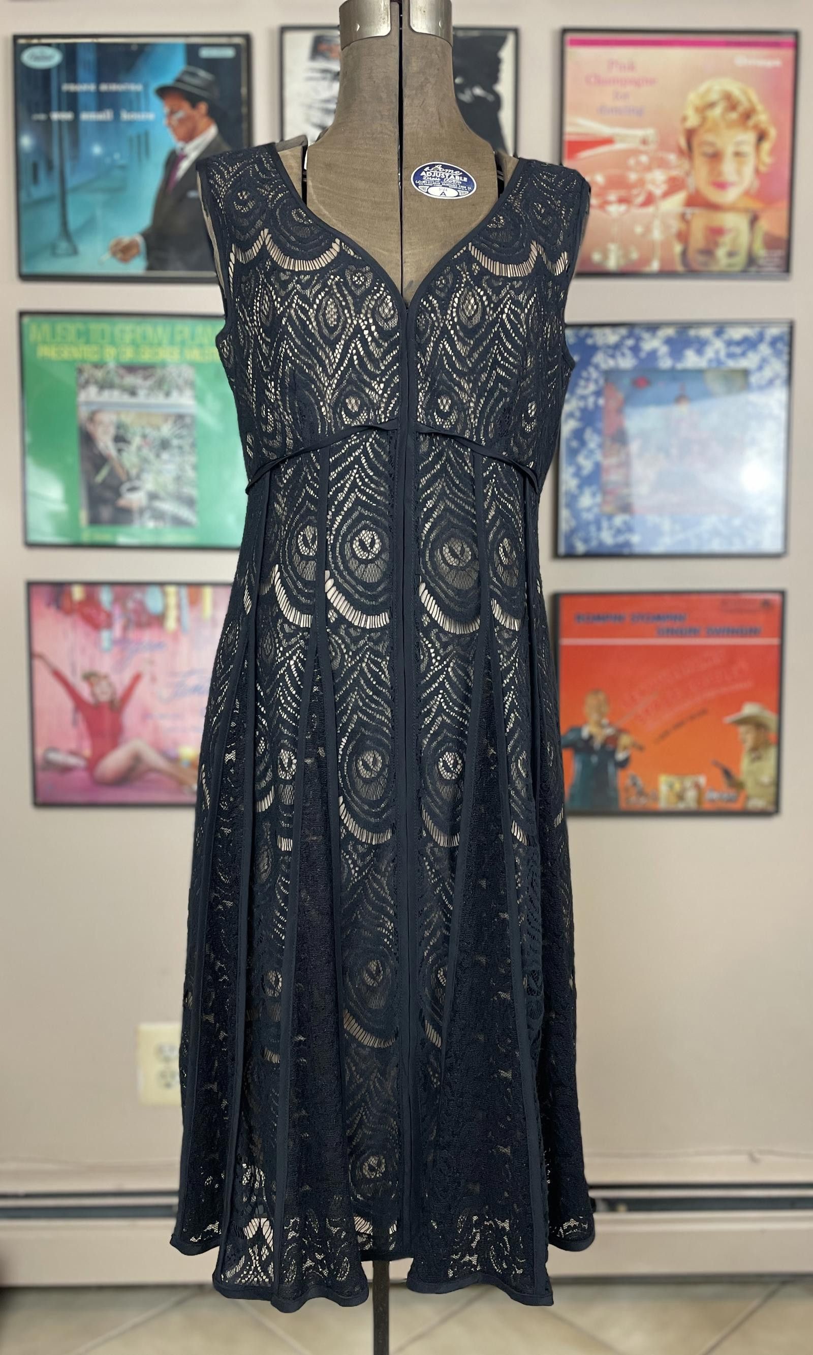 Nanette Lepore Black Lace Overlay Sleeveless Dress Size (8)