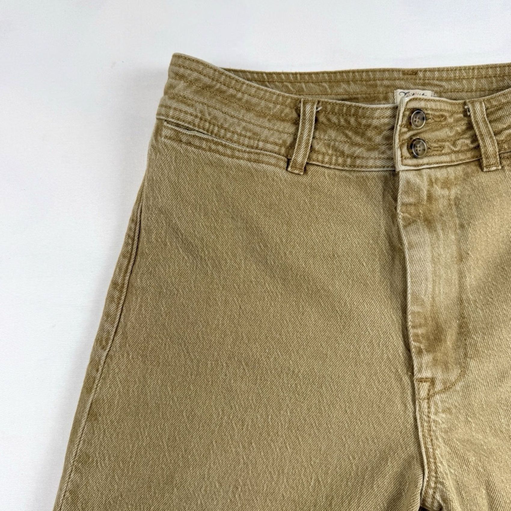 Faherty Faherty Pants Womens 29 Stretch Wide-Leg High Rise Tan Brown Chino Knit Casual Business Travel Regular Size 29 Women Brown Size 29" - 3 Thumbnail