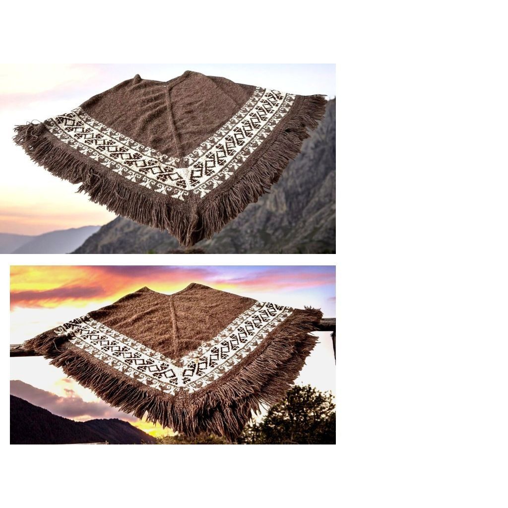 Vintage Vintage Fotrama Poncho Shawl Cape One Size Alpaca Wool Fring Size ONE SIZE - 7 Thumbnail
