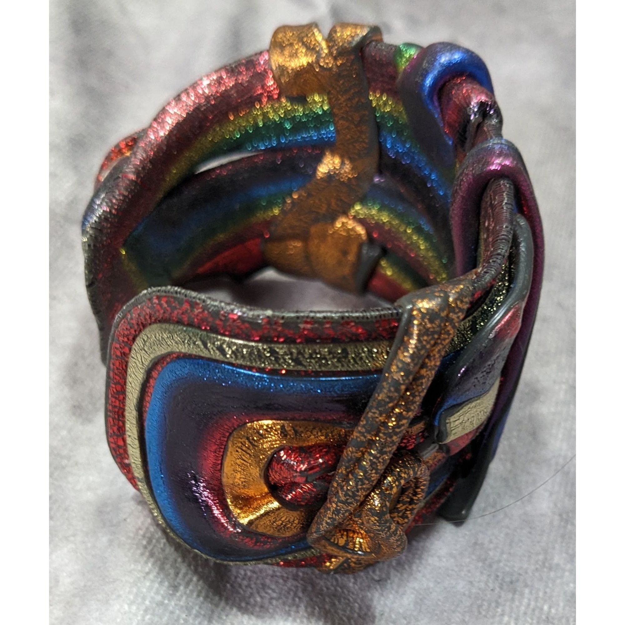 Handmade Handcrafted Metallic Rainbow Swirl Artisan Cuff Bracelet Wea Size ONE SIZE - 10 Thumbnail