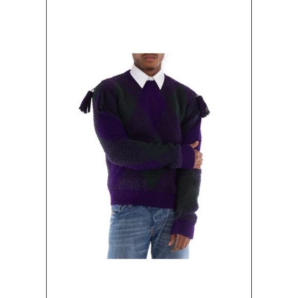 Burberry Burberry Wool Argyle Sweater Royal Pattern Tassel Knitwear M Size US XL / EU 56 / 4 - 1 Thumbnail