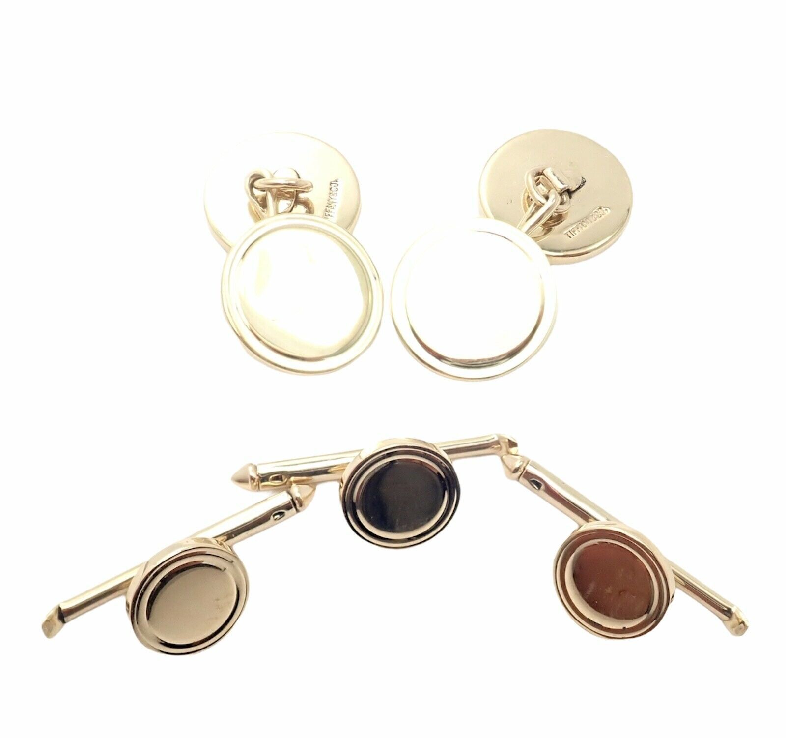 Tiffany & Co Yellow Gold Cufflinks Tuxedo Buttons Full Set