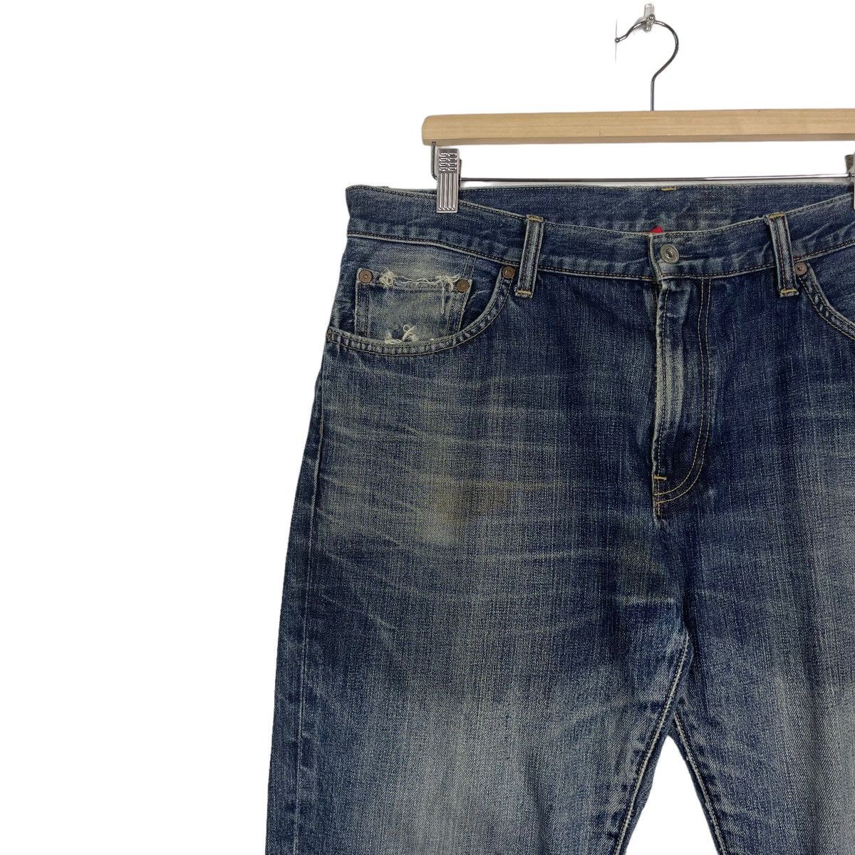 Japanese Brand Uniqlo UJ Distressed Flare Regular Fit Straight Jeans Size US 38 / EU 54 - 6 Thumbnail