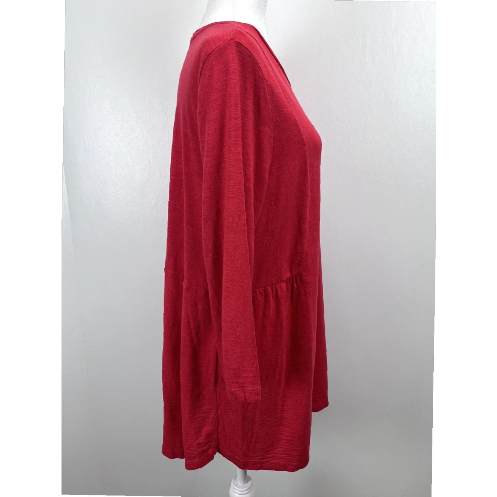 J. Jill J. Jill Tunic Top Long Sleeve Red Cotton Blend Casual Womens Large Size L / US 10 / IT 46 - 4 Thumbnail