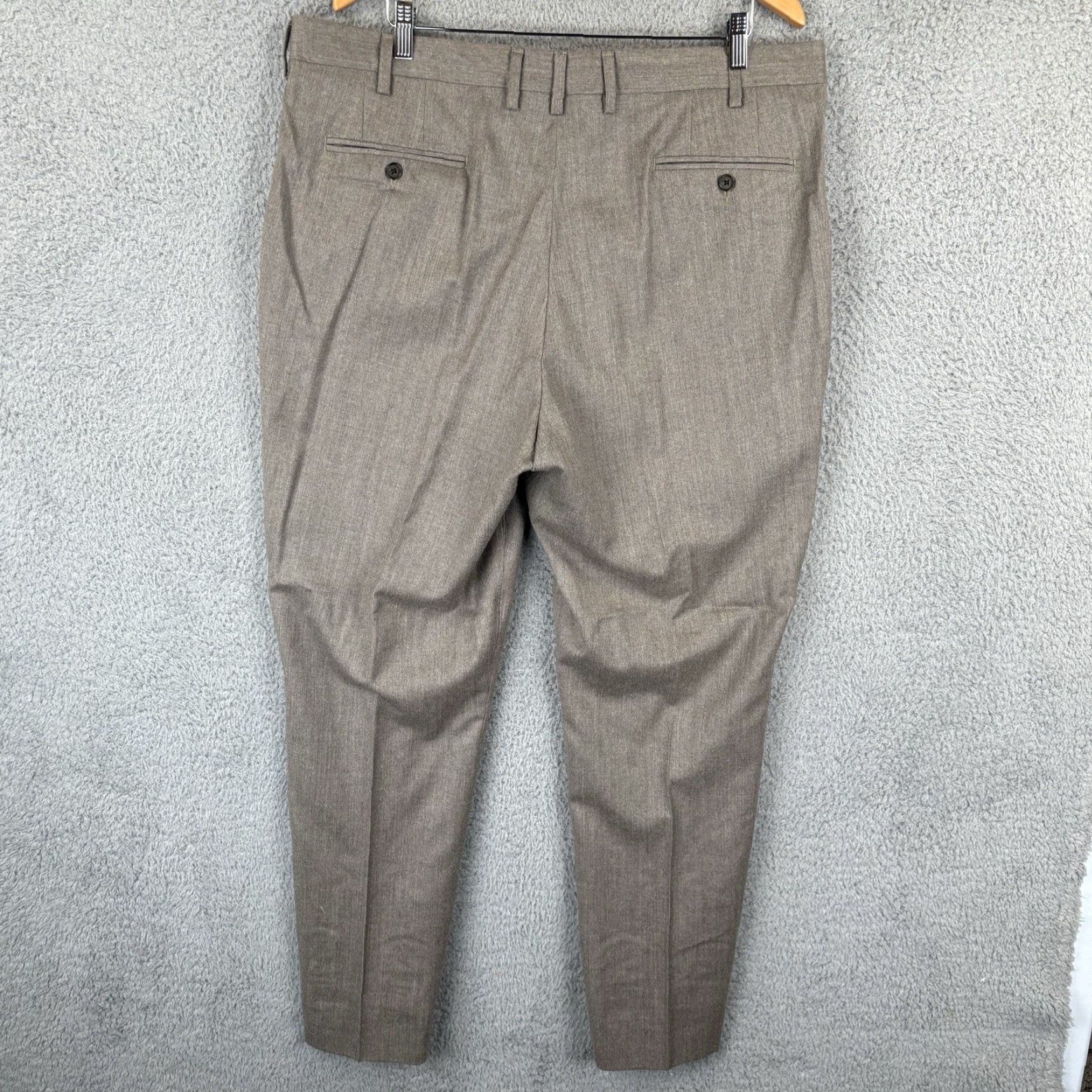 Berle Berle Dress Pants Mens 38x30 Tan Brown Wool Flannel Flat Front Straight Leg Dress Pants Mens Regular Brown 38 In Inseam 30 IRON FREE? Size US 38 / EU 54 - 3 Thumbnail