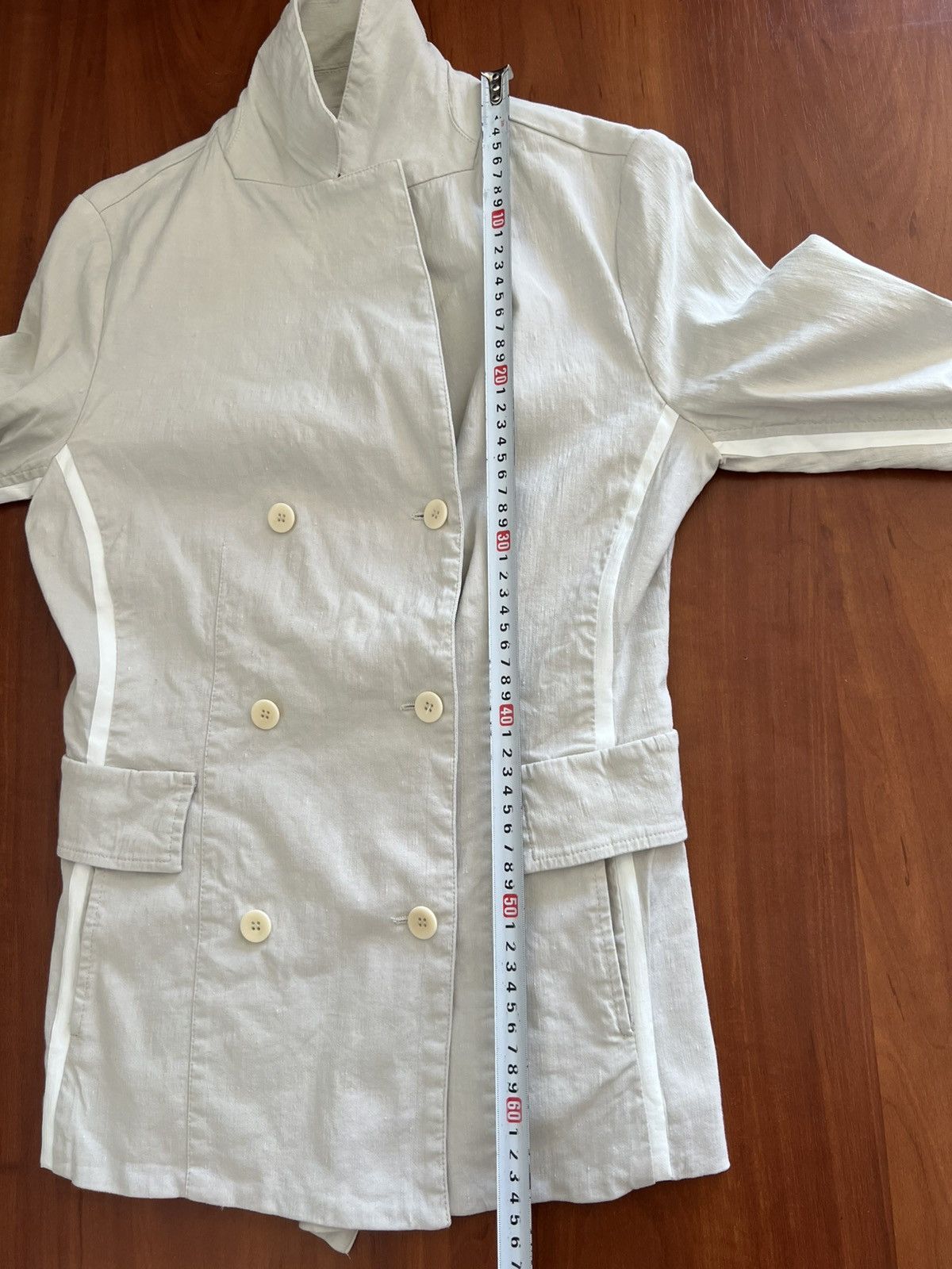 Annette Gortz ANNETTE GORTZ AVANTGARDE DOUBLE-BREASTED LINEN BLAZER JACKET Size XS / US 0-2 / IT 36-38 - 20 Thumbnail